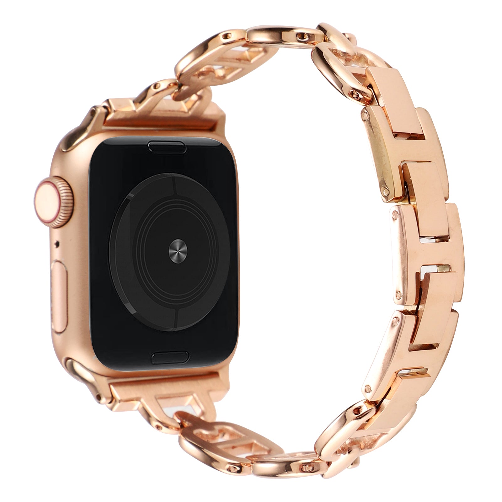 For Apple Watch Ultra 49mm / Series 8 / 7 45mm / 6 / 5 / 4 / SE / SE (2022) 44mm / 3 / 2 / 1 42mm Metal Bracelet Watch Strap Replacement Wrist Band - Rose Gold - UNIQBUY
