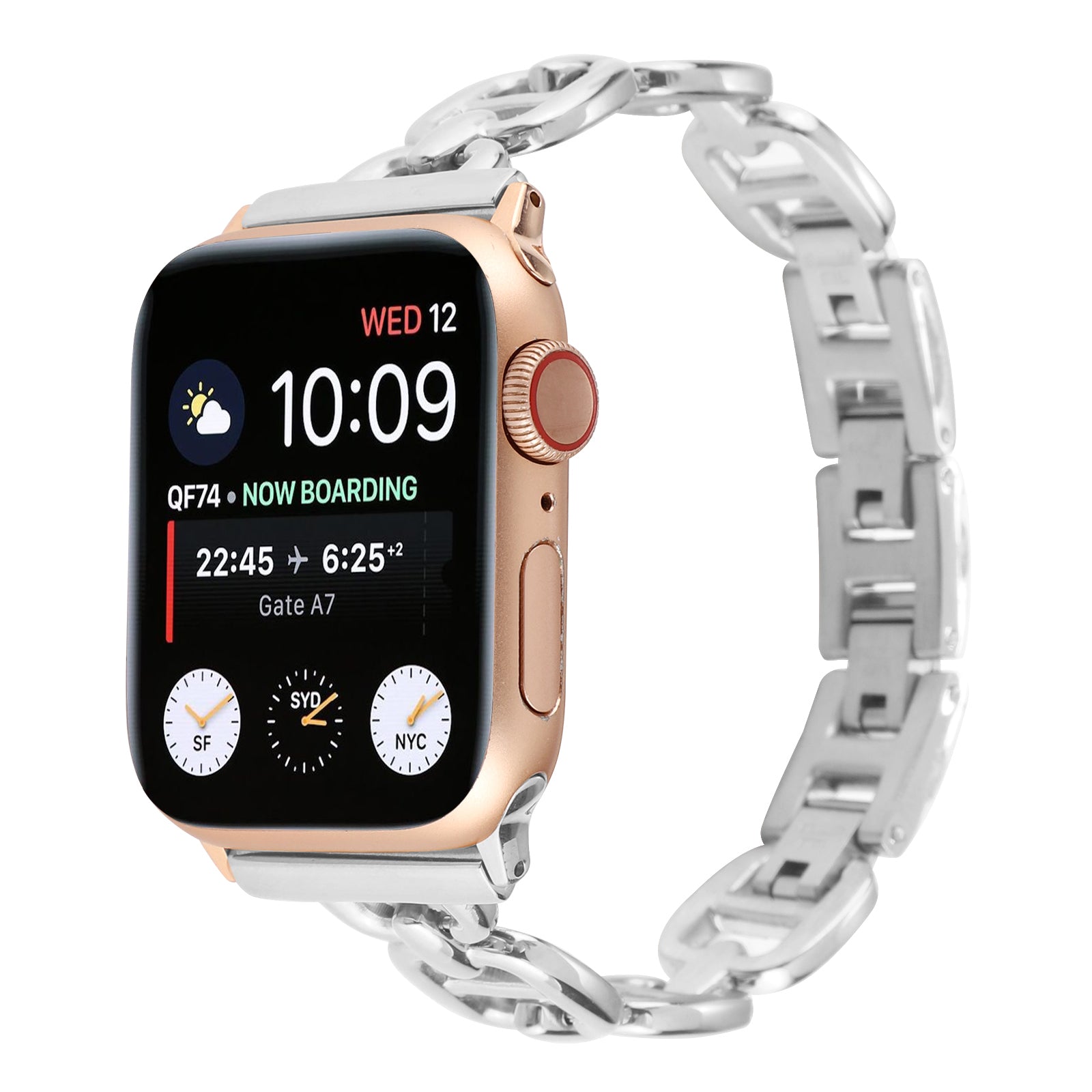 For Apple Watch Ultra 49mm / Series 8 / 7 45mm / 6 / 5 / 4 / SE / SE (2022) 44mm / 3 / 2 / 1 42mm Metal Bracelet Watch Strap Replacement Wrist Band - Silver - UNIQBUY