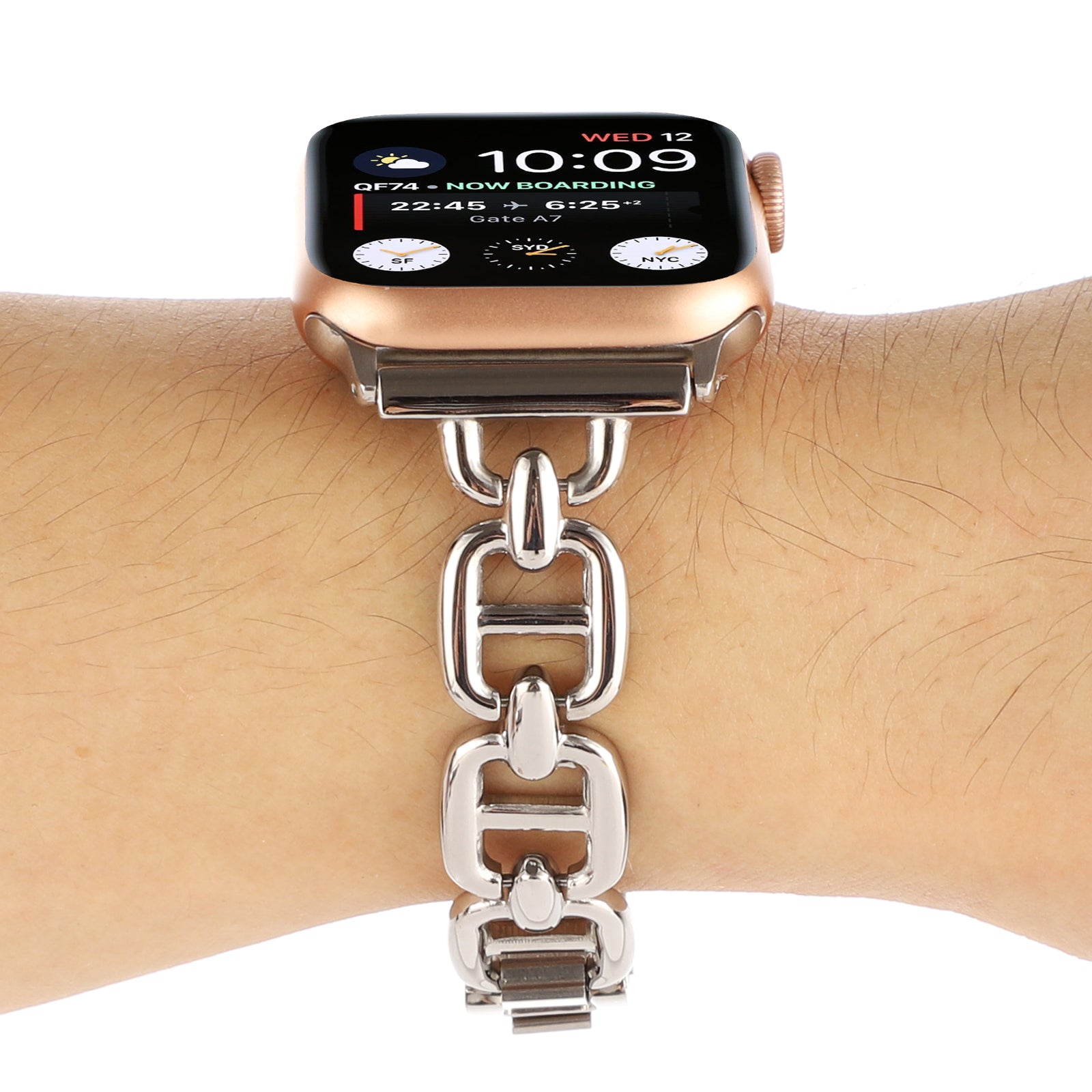 For Apple Watch Ultra 49mm / Series 8 / 7 45mm / 6 / 5 / 4 / SE / SE (2022) 44mm / 3 / 2 / 1 42mm Metal Bracelet Watch Strap Replacement Wrist Band - Silver - UNIQBUY
