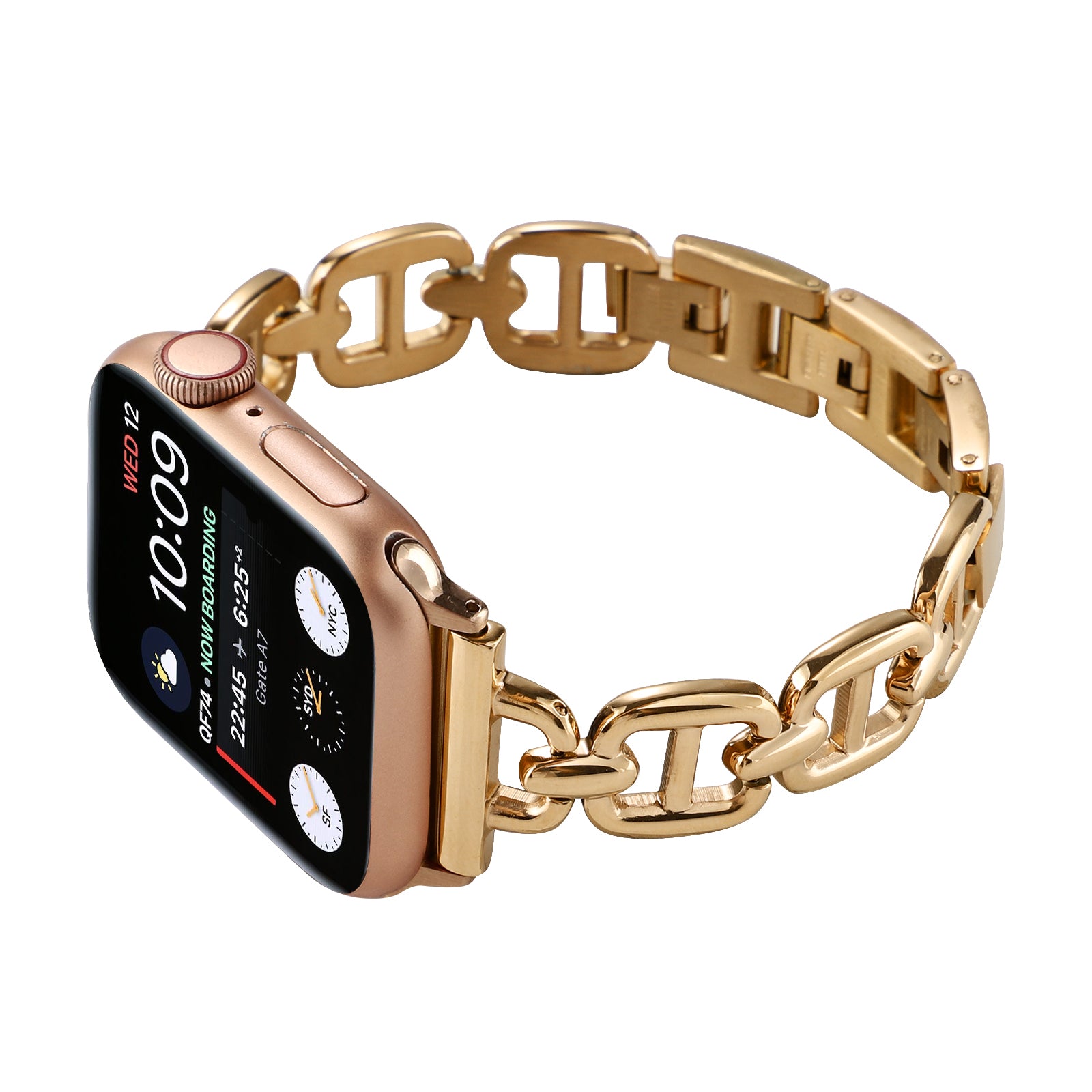 For Apple Watch Series 8 / 7 41mm / 6 / 5 / 4 / SE / SE (2022) 40mm / 3 / 2 / 1 38mm Wrist Band Replacement Metal Watch Strap - Gold - UNIQBUY