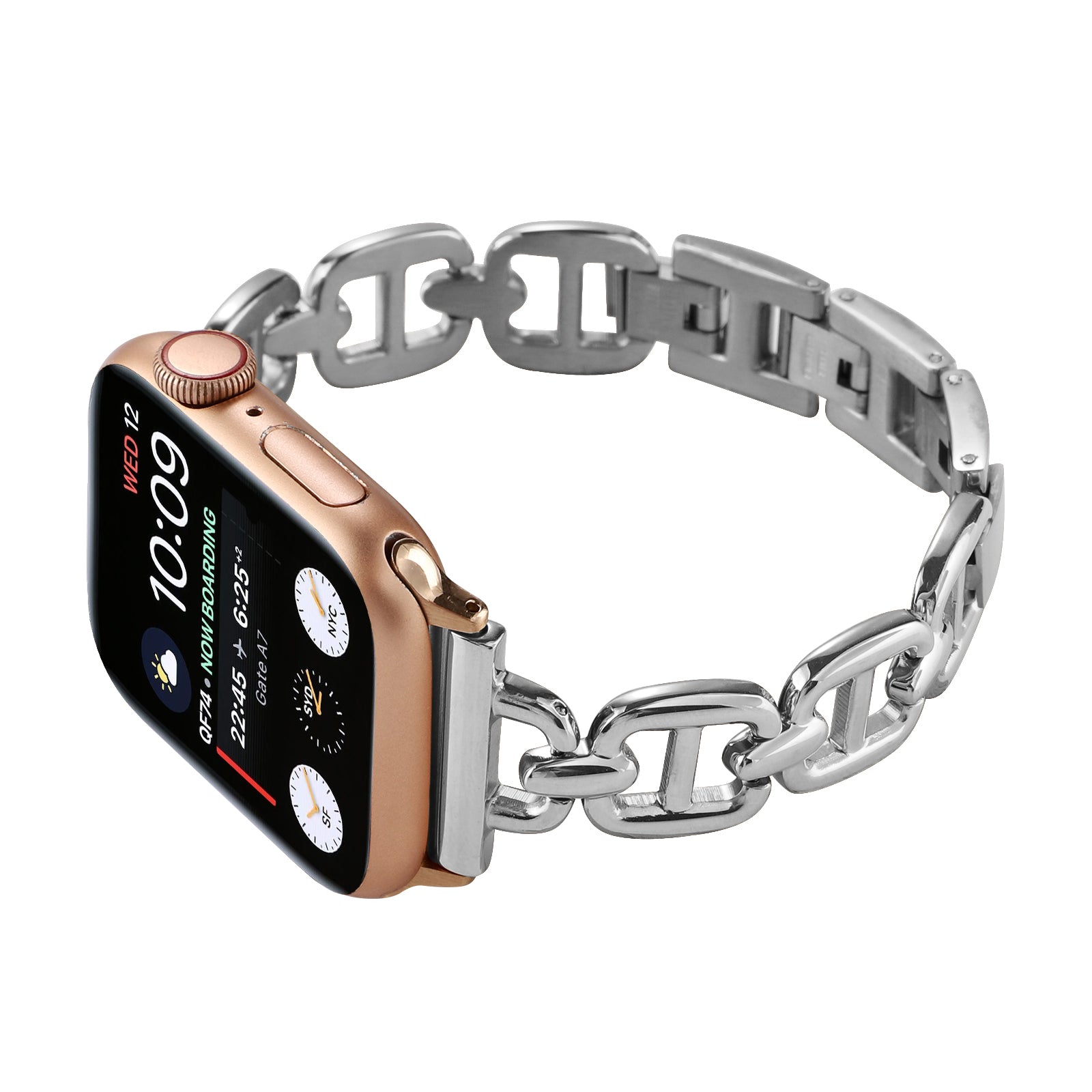 For Apple Watch Series 8 / 7 41mm / 6 / 5 / 4 / SE / SE (2022) 40mm / 3 / 2 / 1 38mm Wrist Band Replacement Metal Watch Strap - Silver - UNIQBUY