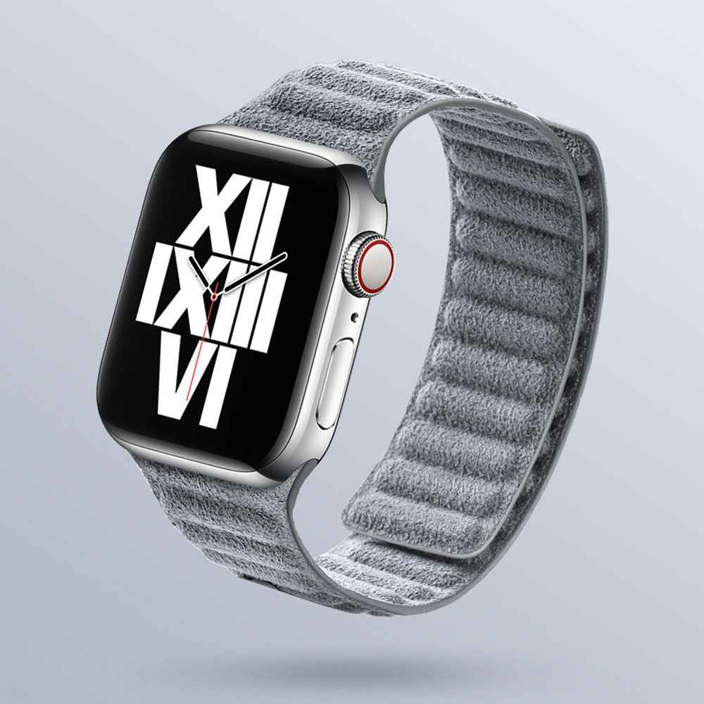 For Apple Watch Series 8 7 41mm / Series 6 5 4 SE SE (2022) 40mm / Series 3 2 1 38mm Watchband Suede Leather Magnetic Strap - Dark Grey