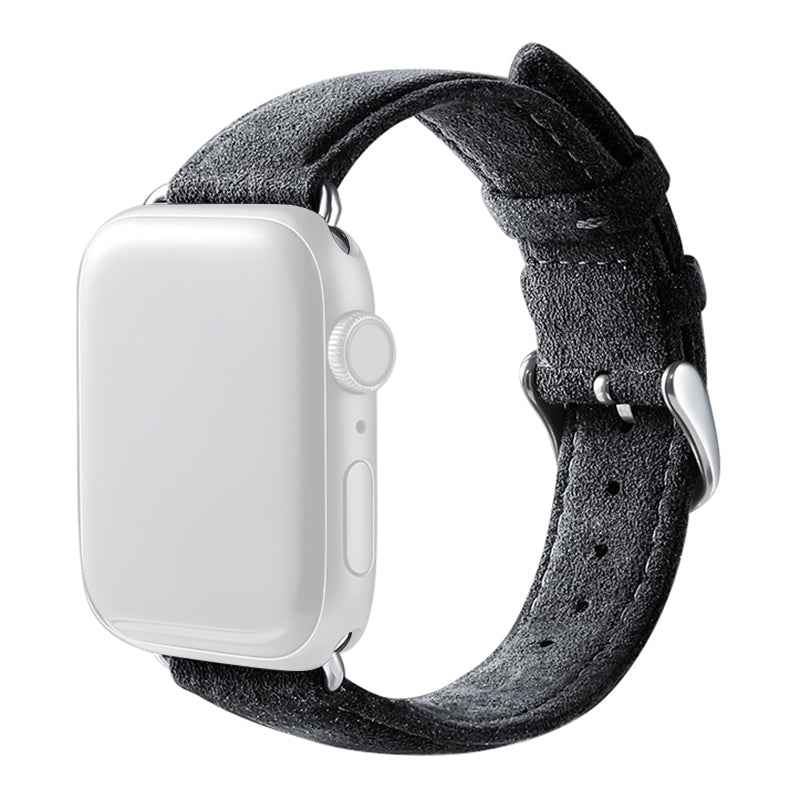 For Apple Watch Series 8 7 41mm / Series 6 5 4 SE SE (2022) 40mm / Series 3 2 1 38mm Watch Strap Suede Leather Wrist Band - Dark Grey