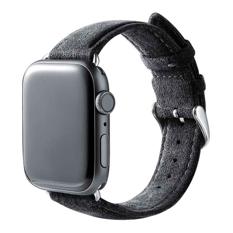 For Apple Watch Series 8 7 41mm / Series 6 5 4 SE SE (2022) 40mm / Series 3 2 1 38mm Watch Strap Suede Leather Wrist Band - Dark Grey