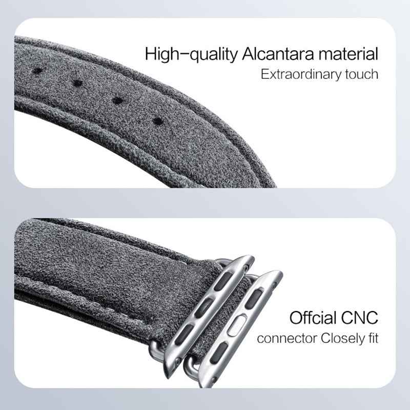 For Apple Watch Series 8 7 41mm / Series 6 5 4 SE SE (2022) 40mm / Series 3 2 1 38mm Watch Strap Suede Leather Wrist Band - Dark Grey