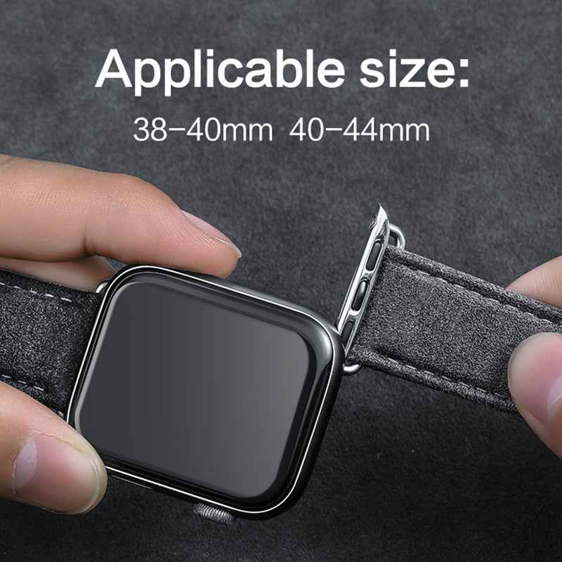 For Apple Watch Series 8 7 41mm / Series 6 5 4 SE SE (2022) 40mm / Series 3 2 1 38mm Watch Strap Suede Leather Wrist Band - Navy Blue