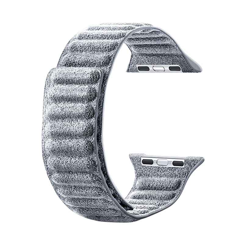 For Apple Watch Ultra 49mm / Series 8 7 45mm / Series 6 5 4 SE SE (2022) 44mm / Series 3 2 1 42mm Magnetic Watch Strap Suede Leather Watchband - Light Grey