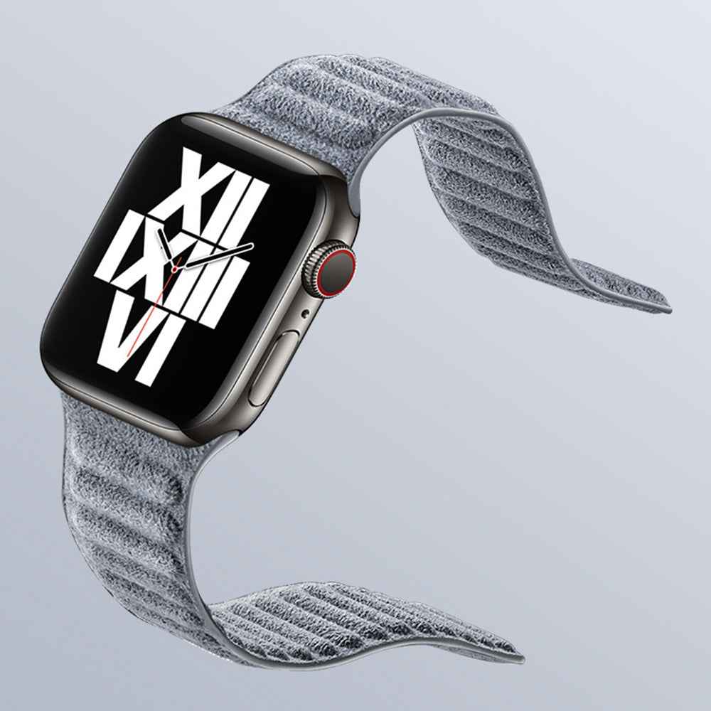 For Apple Watch Ultra 49mm / Series 8 7 45mm / Series 6 5 4 SE SE (2022) 44mm / Series 3 2 1 42mm Magnetic Watch Strap Suede Leather Watchband - Light Grey