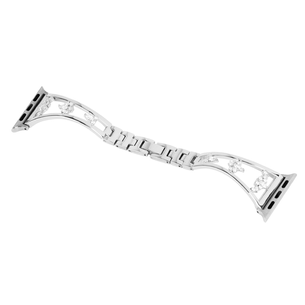 Metal Copper Band for Apple Watch Series 8 7 41mm / Series 6 5 4 SE (2022) SE 40mm / Series 3 2 1 38mm , Zircon Decor Watch Strap Bracelet - Silver - UNIQBUY
