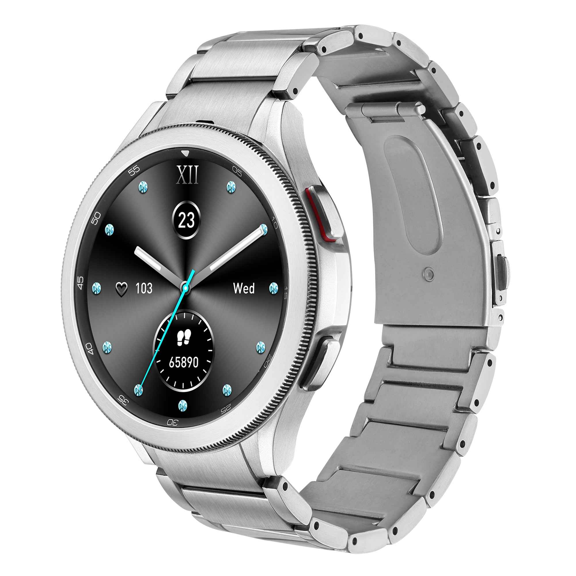 for Samsung Galaxy Watch6 40mm 44mm / Watch6 Classic 43mm 47mm / Watch 5 40mm 44mm / Watch4 40mm 44mm Shockproof Titanium Alloy Smartwatch Strap - Silver