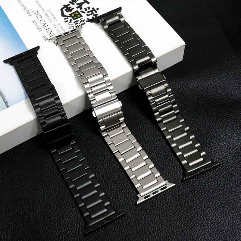 For Apple Watch Ultra 49mm / Series 8 7 45mm / Series 6 5 4 SE SE (2022) 44mm / Series 3 2 1 42mm Titanium Alloy Smartwatch Strap - Black