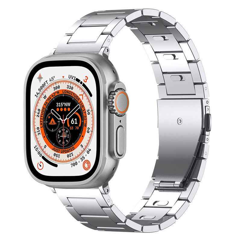 For Apple Watch Ultra 49mm / Series 8 7 45mm / Series 6 5 4 SE SE (2022) 44mm / Series 3 2 1 42mm Titanium Alloy Smartwatch Strap - Silver