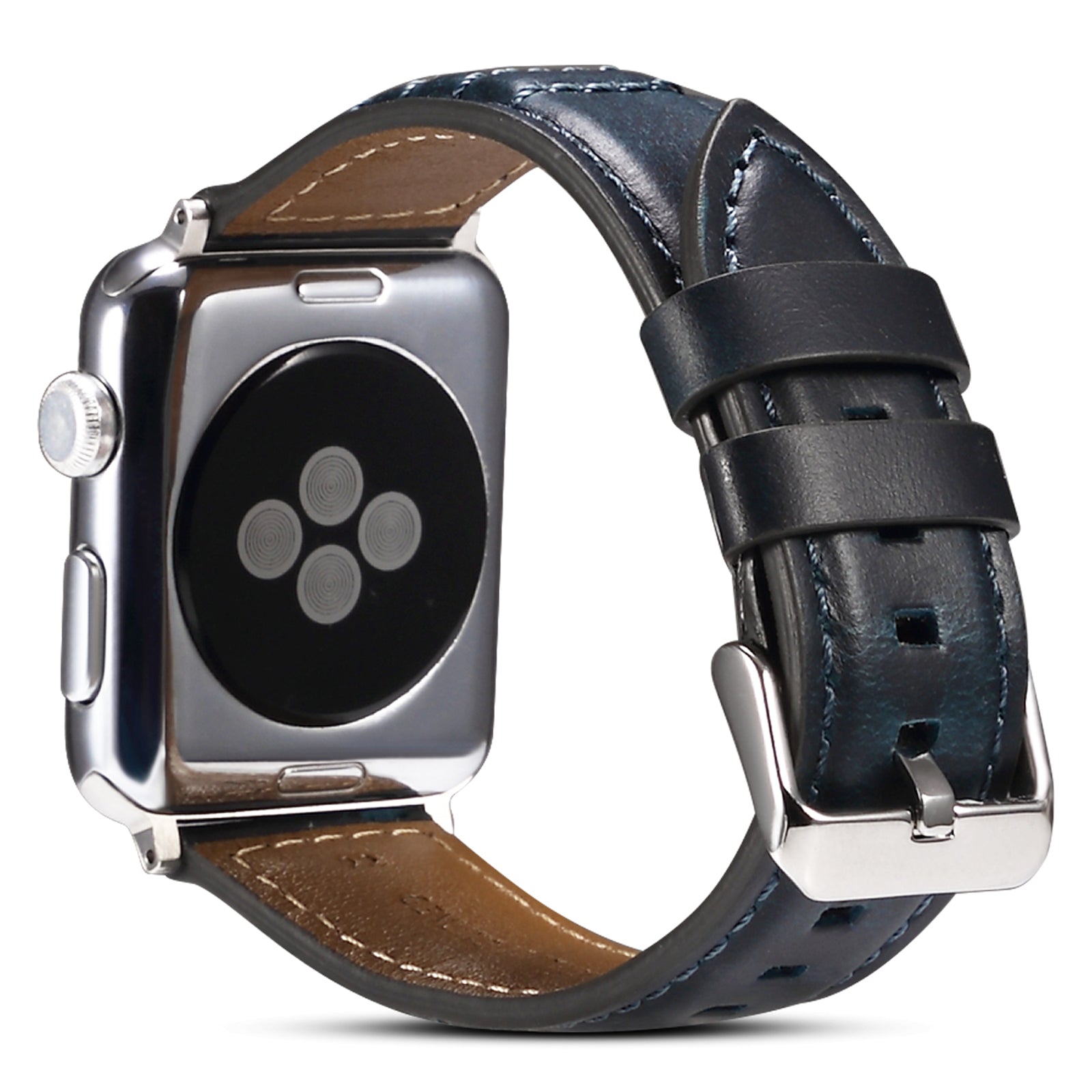 For Apple Watch Ultra 49mm / Series 8 / 7 45mm / SE / SE (2022) / 6 / 5 / 4 44mm / 3 / 2 / 1 42mm Watch Band Waxy Cowhide Leather Strap - Blue - UNIQBUY
