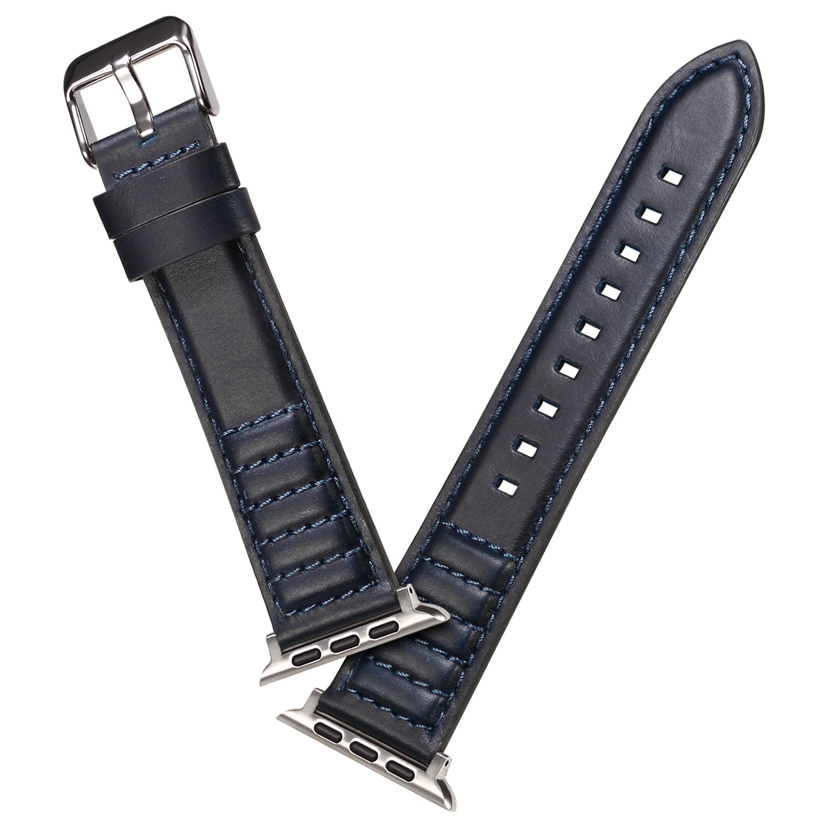 For Apple Watch Ultra 49mm / Series 8 / 7 45mm / SE / SE (2022) / 6 / 5 / 4 44mm / 3 / 2 / 1 42mm Watch Band Waxy Cowhide Leather Strap - Blue - UNIQBUY