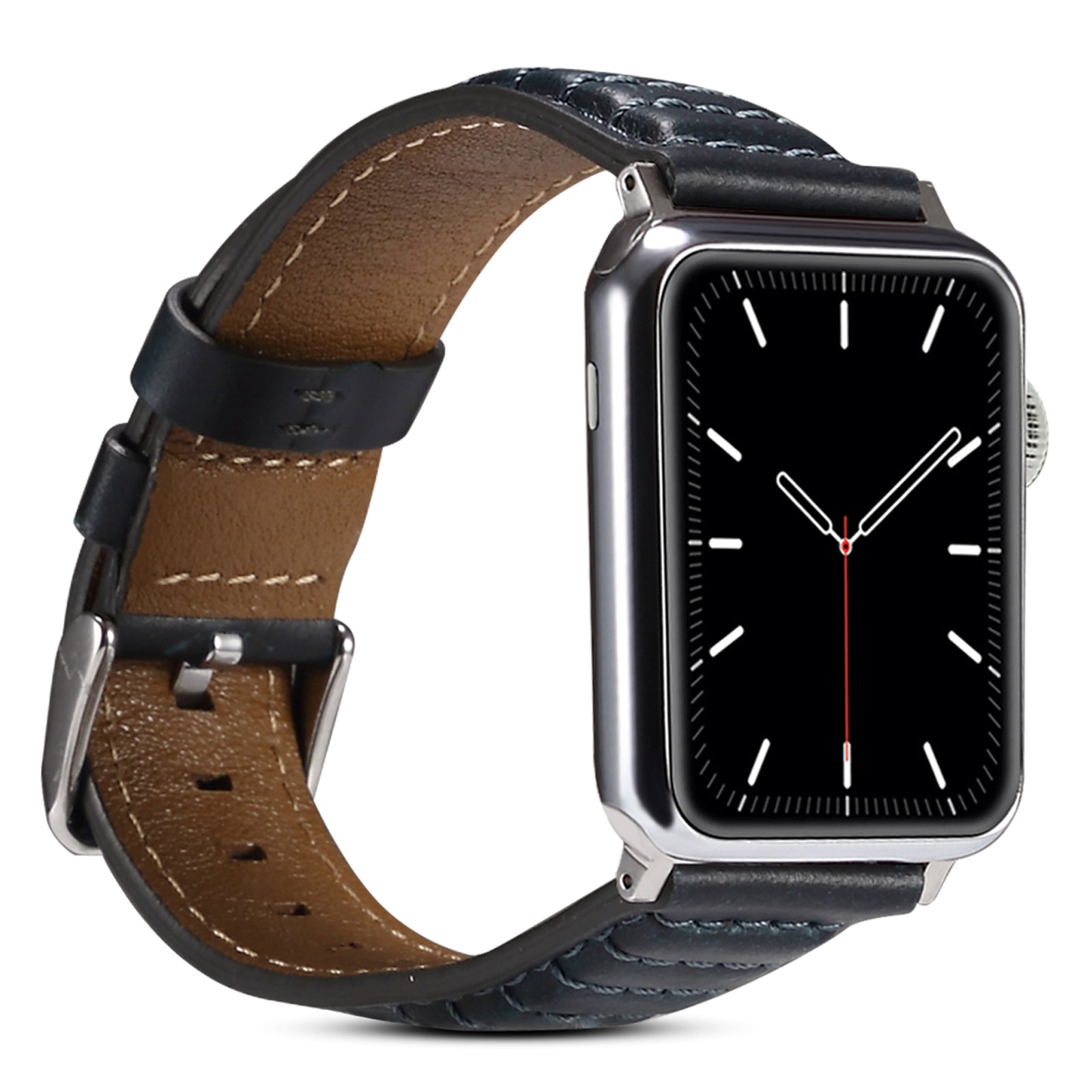 For Apple Watch Ultra 49mm / Series 8 / 7 45mm / SE / SE (2022) / 6 / 5 / 4 44mm / 3 / 2 / 1 42mm Watch Band Waxy Cowhide Leather Strap - Blue - UNIQBUY