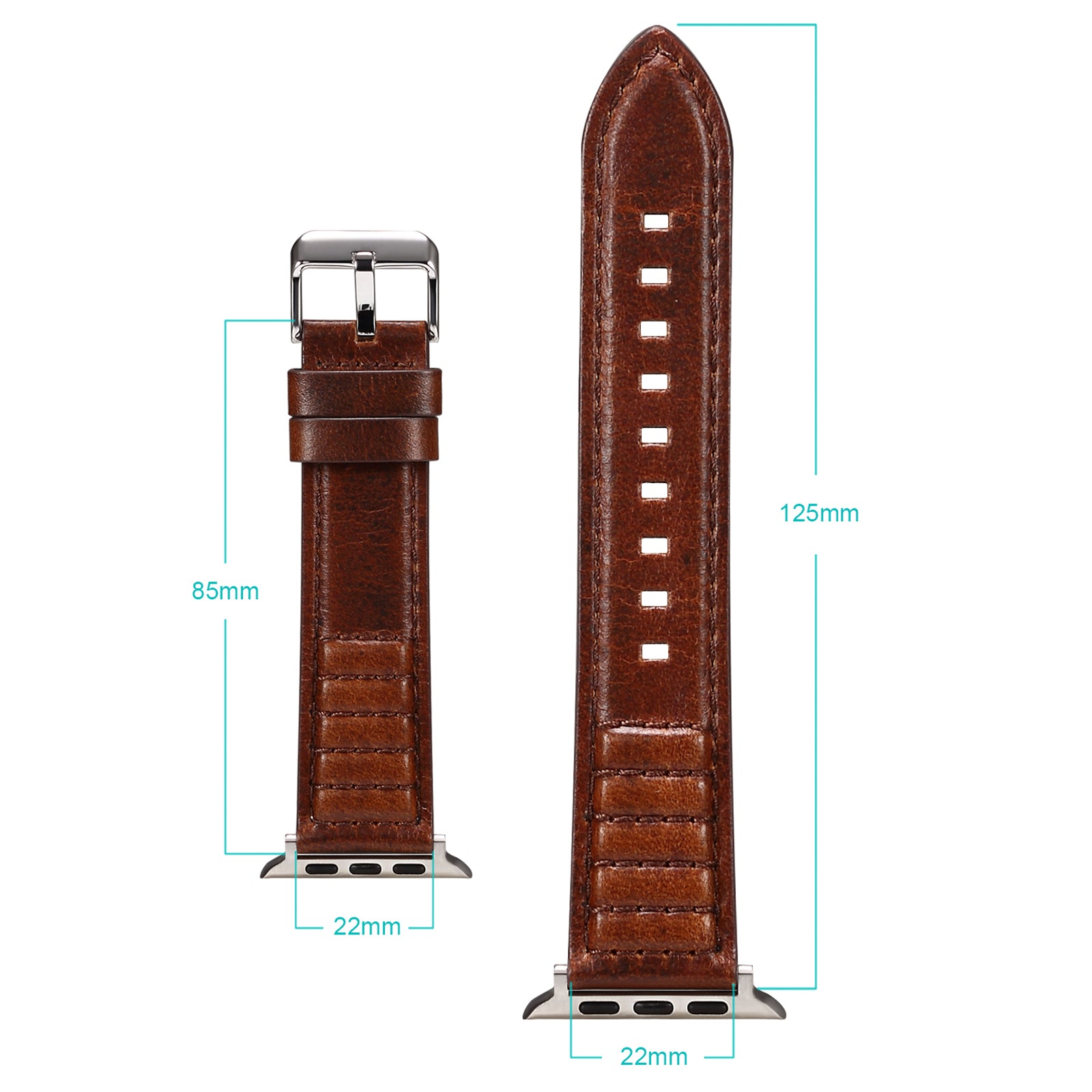 For Apple Watch Ultra 49mm / Series 8 / 7 45mm / SE / SE (2022) / 6 / 5 / 4 44mm / 3 / 2 / 1 42mm Watch Band Waxy Cowhide Leather Strap - Blue - UNIQBUY