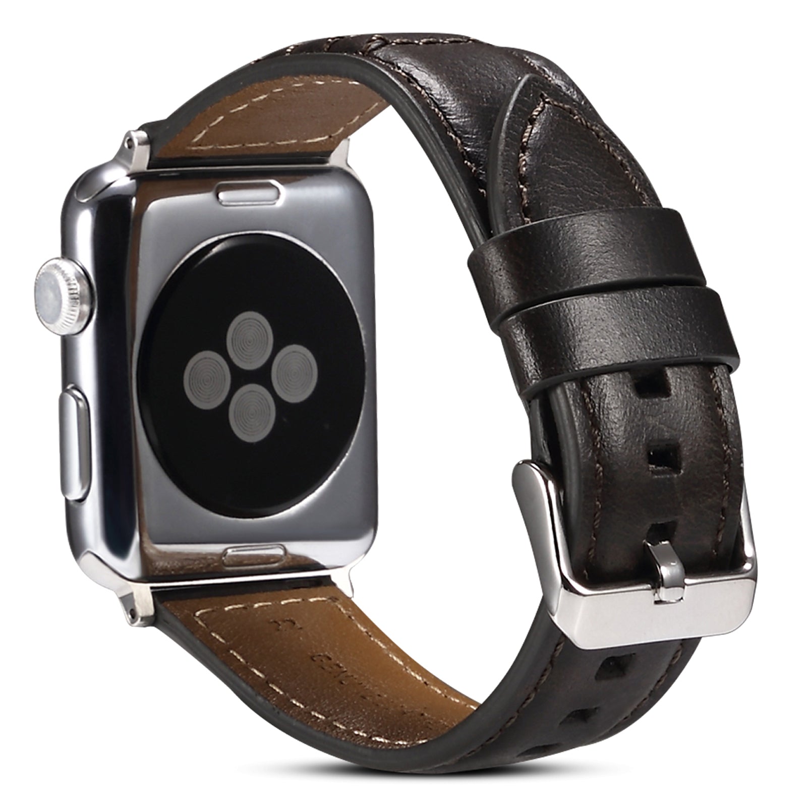 For Apple Watch Ultra 49mm / Series 8 / 7 45mm / SE / SE (2022) / 6 / 5 / 4 44mm / 3 / 2 / 1 42mm Watch Band Waxy Cowhide Leather Strap - Black - UNIQBUY