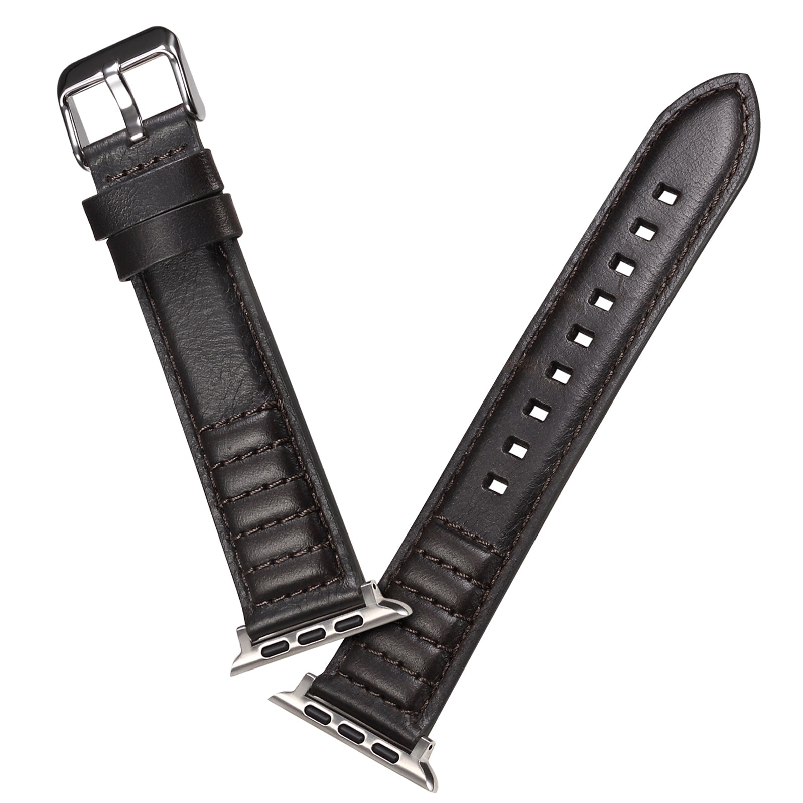 For Apple Watch Ultra 49mm / Series 8 / 7 45mm / SE / SE (2022) / 6 / 5 / 4 44mm / 3 / 2 / 1 42mm Watch Band Waxy Cowhide Leather Strap - Black - UNIQBUY