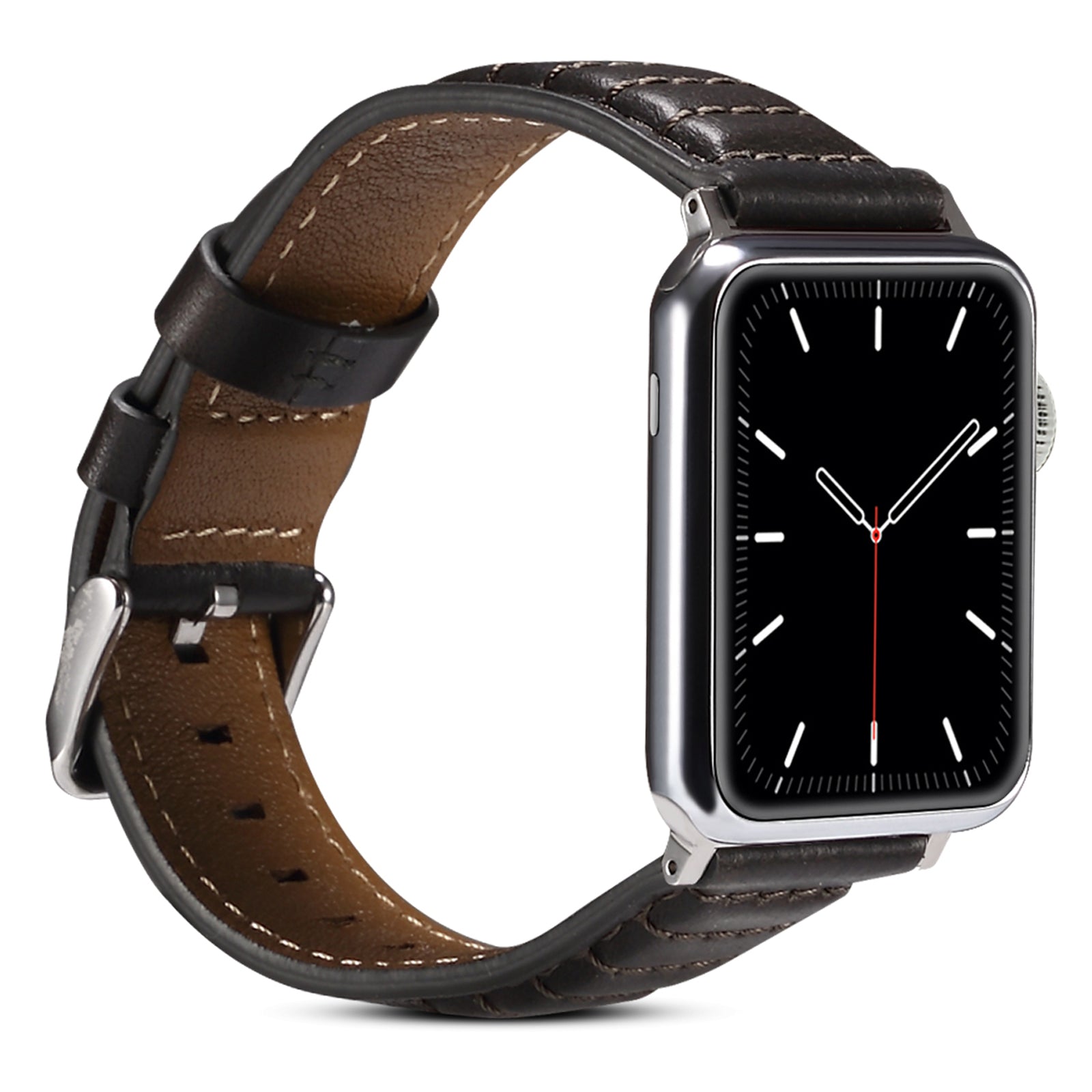 For Apple Watch Ultra 49mm / Series 8 / 7 45mm / SE / SE (2022) / 6 / 5 / 4 44mm / 3 / 2 / 1 42mm Watch Band Waxy Cowhide Leather Strap - Black - UNIQBUY