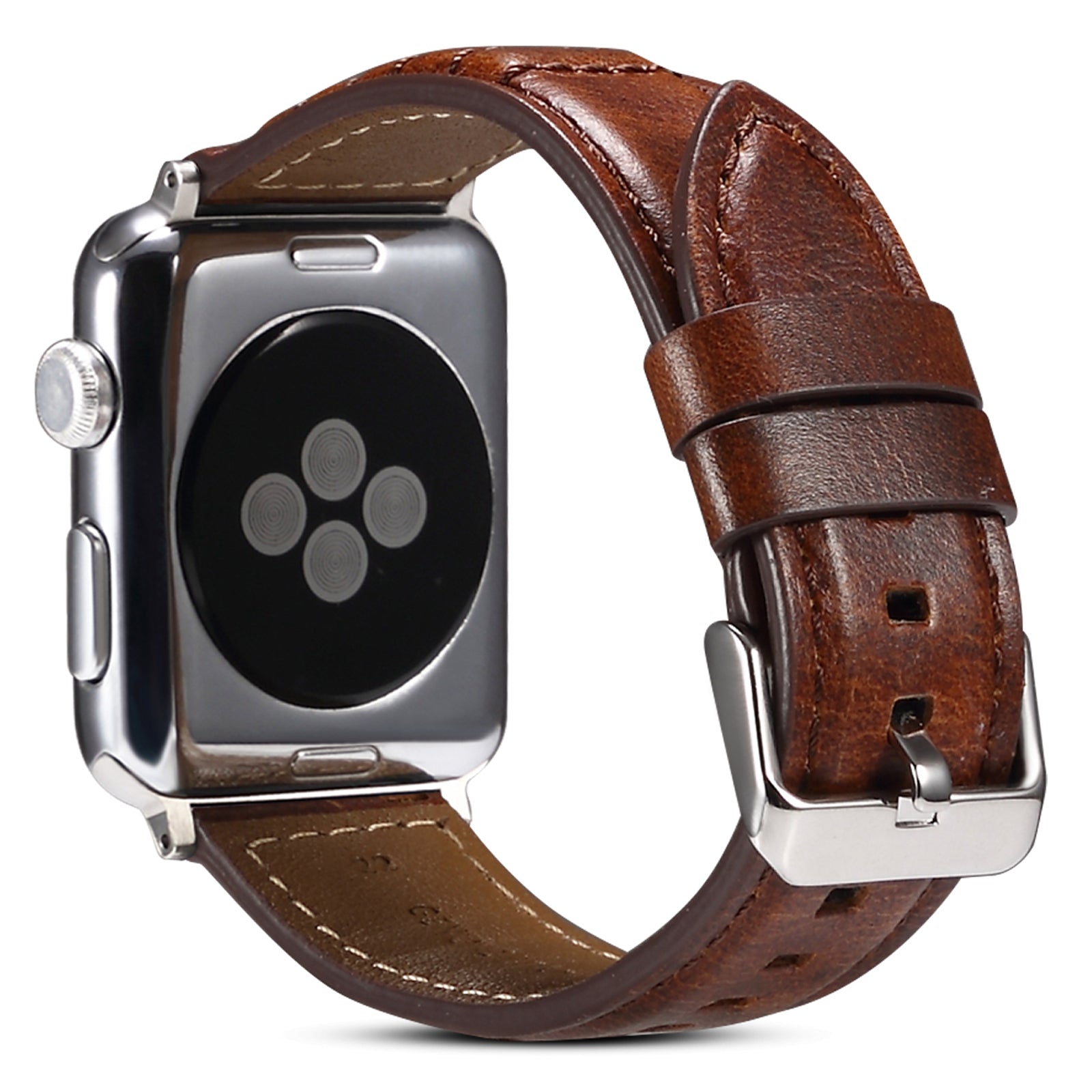 For Apple Watch Ultra 49mm / Series 8 / 7 45mm / SE / SE (2022) / 6 / 5 / 4 44mm / 3 / 2 / 1 42mm Watch Band Waxy Cowhide Leather Strap - Brown - UNIQBUY