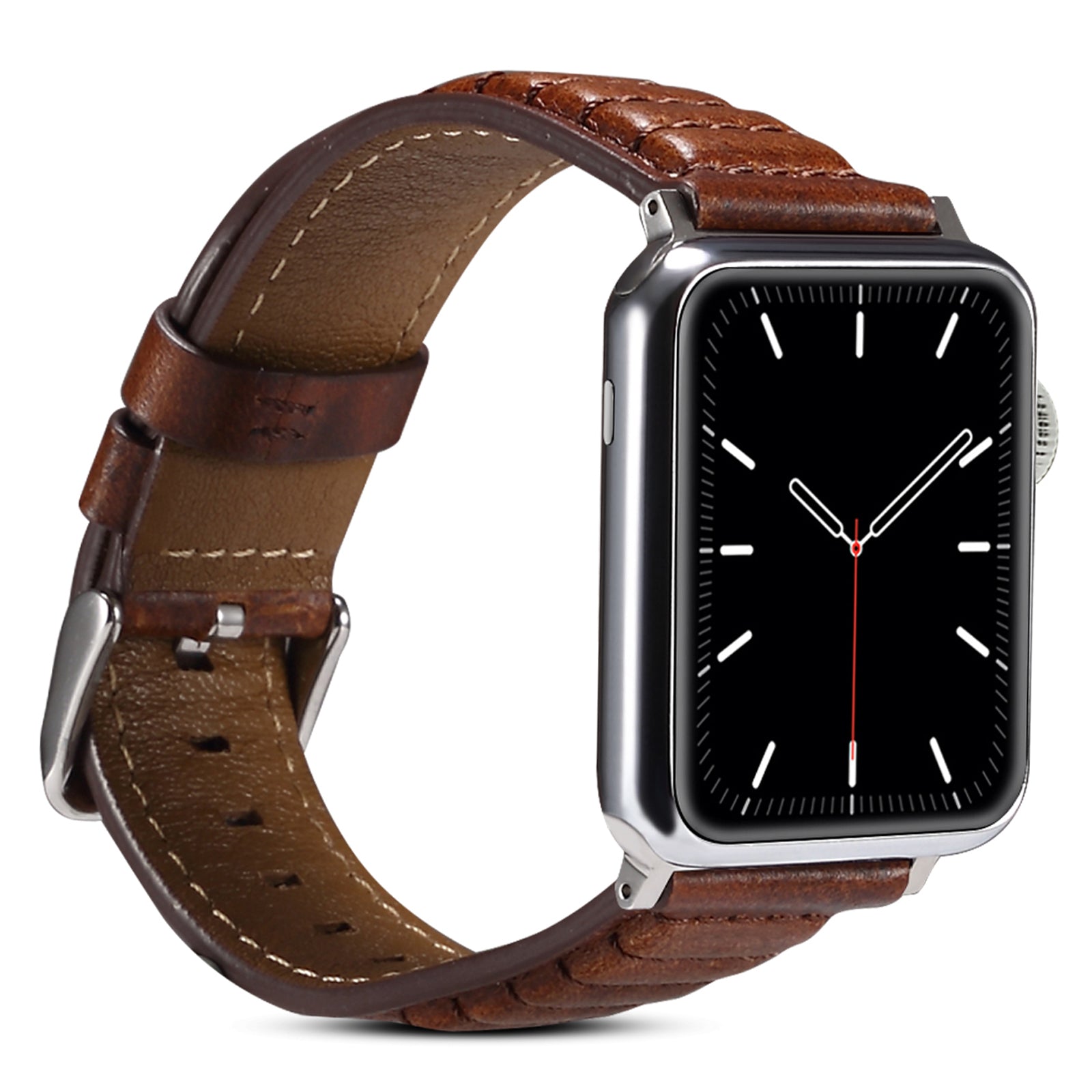 For Apple Watch Ultra 49mm / Series 8 / 7 45mm / SE / SE (2022) / 6 / 5 / 4 44mm / 3 / 2 / 1 42mm Watch Band Waxy Cowhide Leather Strap - Brown - UNIQBUY