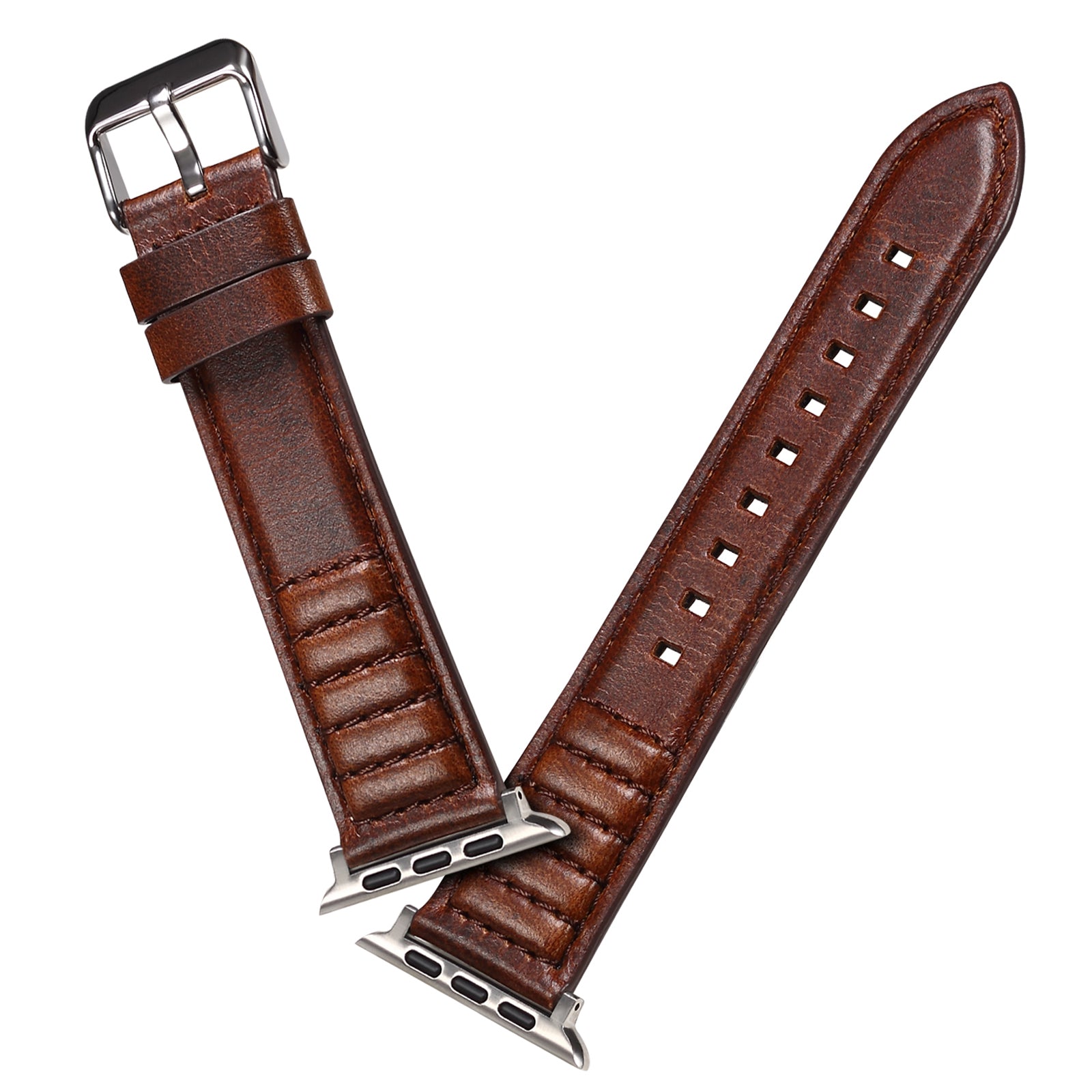 For Apple Watch Series 8 / 7 41mm / SE / SE (2022) / 6 / 5 / 4 40mm / 3 / 2 / 1 38mm Watch Strap Waxy Cowhide Leather Watchband - Brown - UNIQBUY