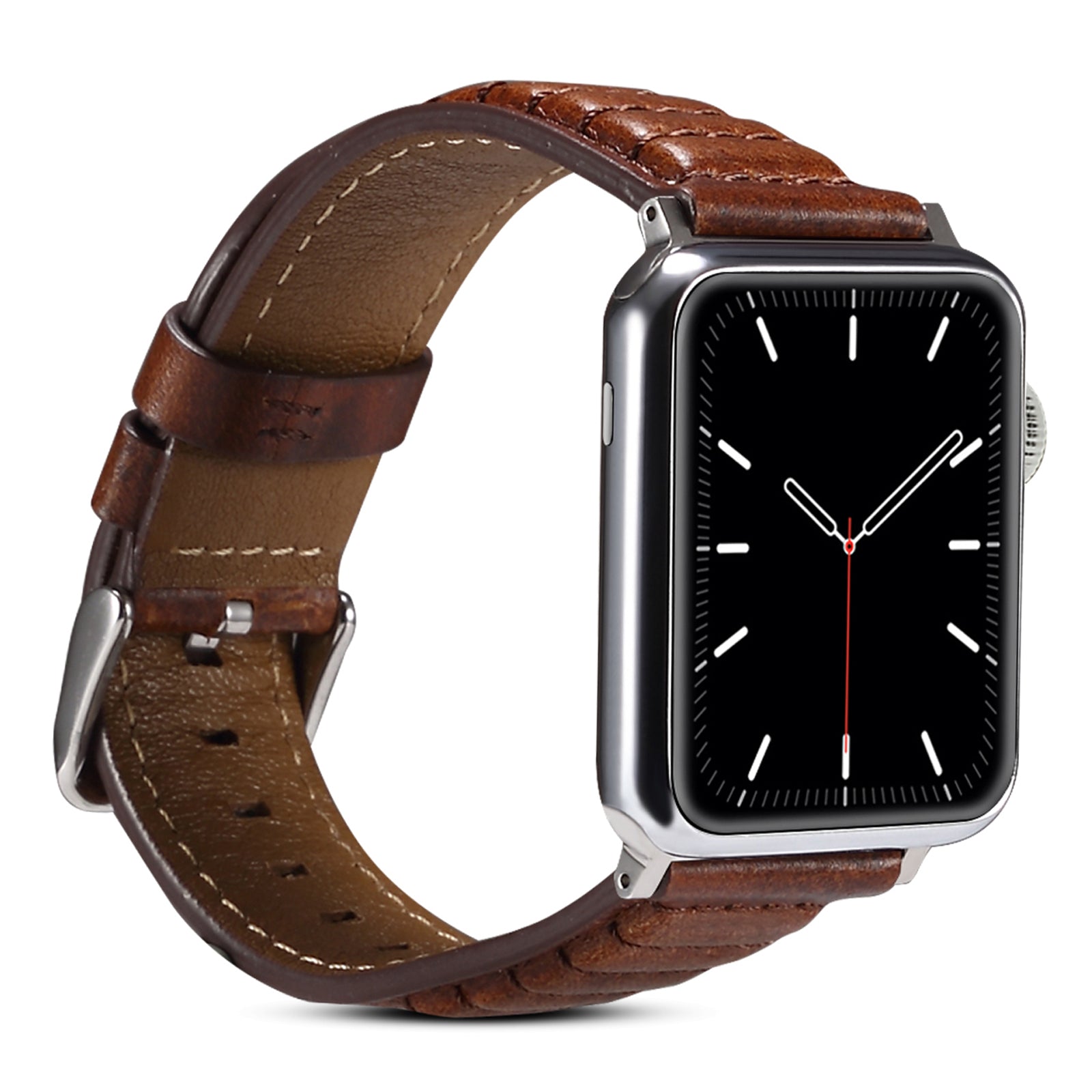 For Apple Watch Series 8 / 7 41mm / SE / SE (2022) / 6 / 5 / 4 40mm / 3 / 2 / 1 38mm Watch Strap Waxy Cowhide Leather Watchband - Brown - UNIQBUY
