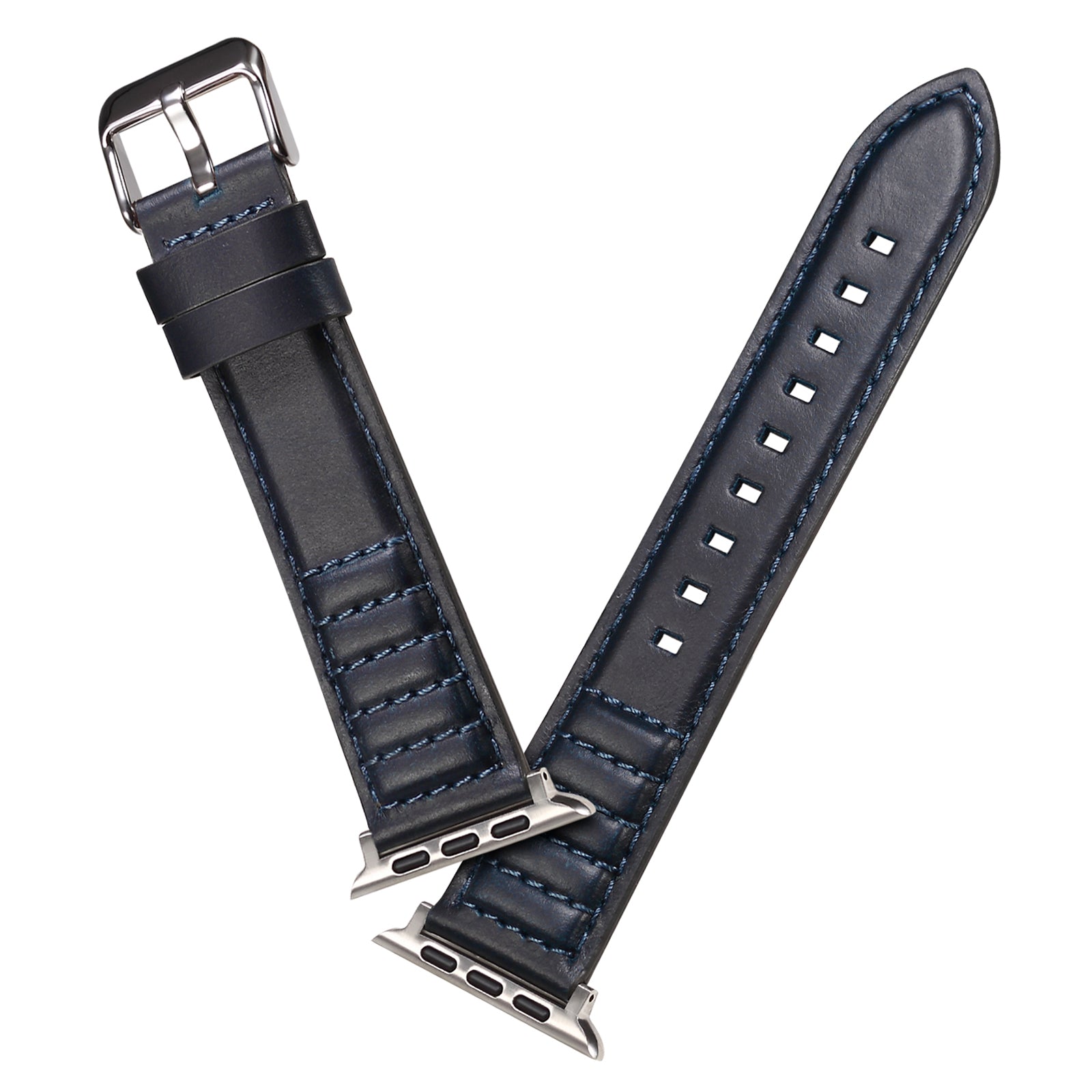 For Apple Watch Series 8 / 7 41mm / SE / SE (2022) / 6 / 5 / 4 40mm / 3 / 2 / 1 38mm Watch Strap Waxy Cowhide Leather Watchband - Blue - UNIQBUY