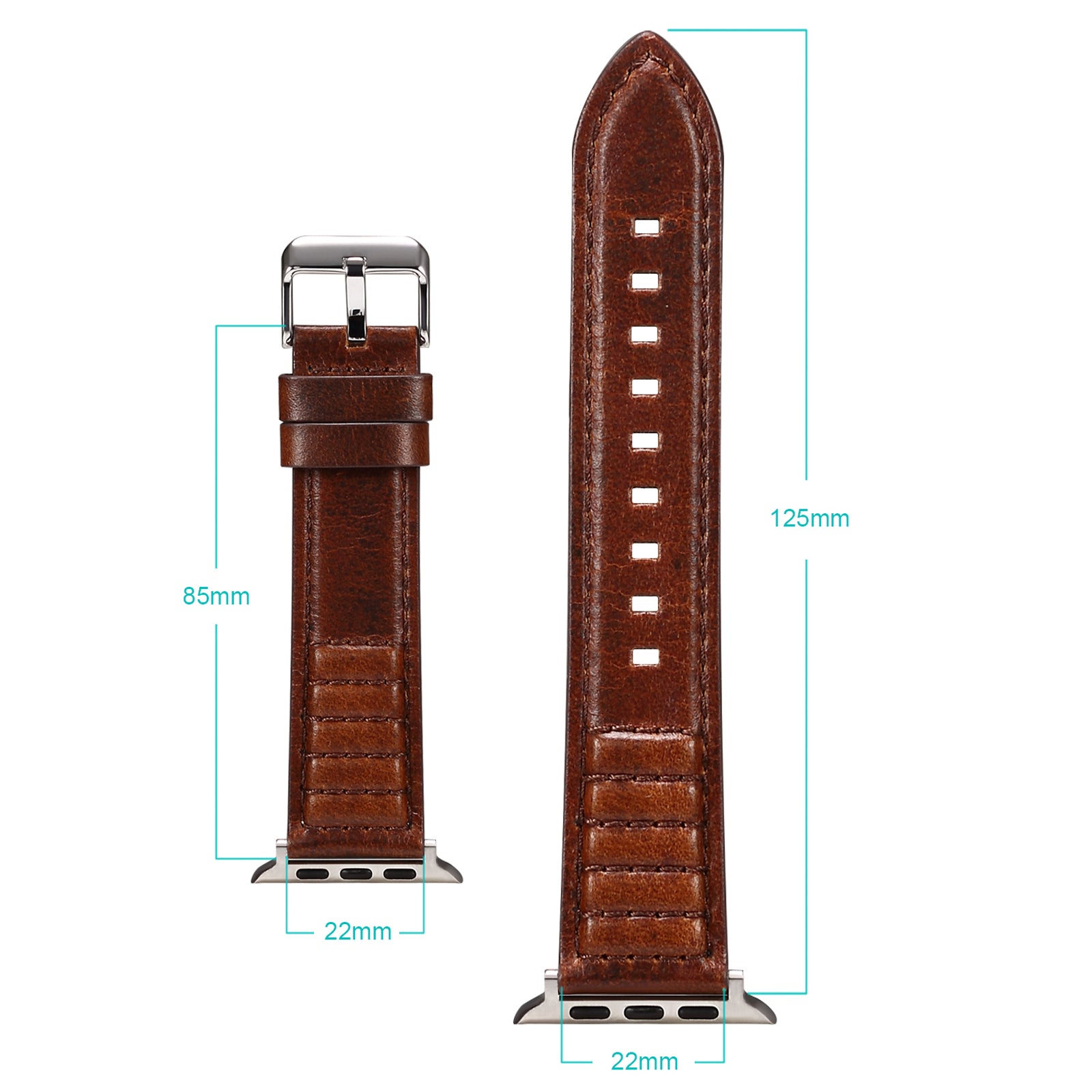 For Apple Watch Series 8 / 7 41mm / SE / SE (2022) / 6 / 5 / 4 40mm / 3 / 2 / 1 38mm Watch Strap Waxy Cowhide Leather Watchband - Blue - UNIQBUY