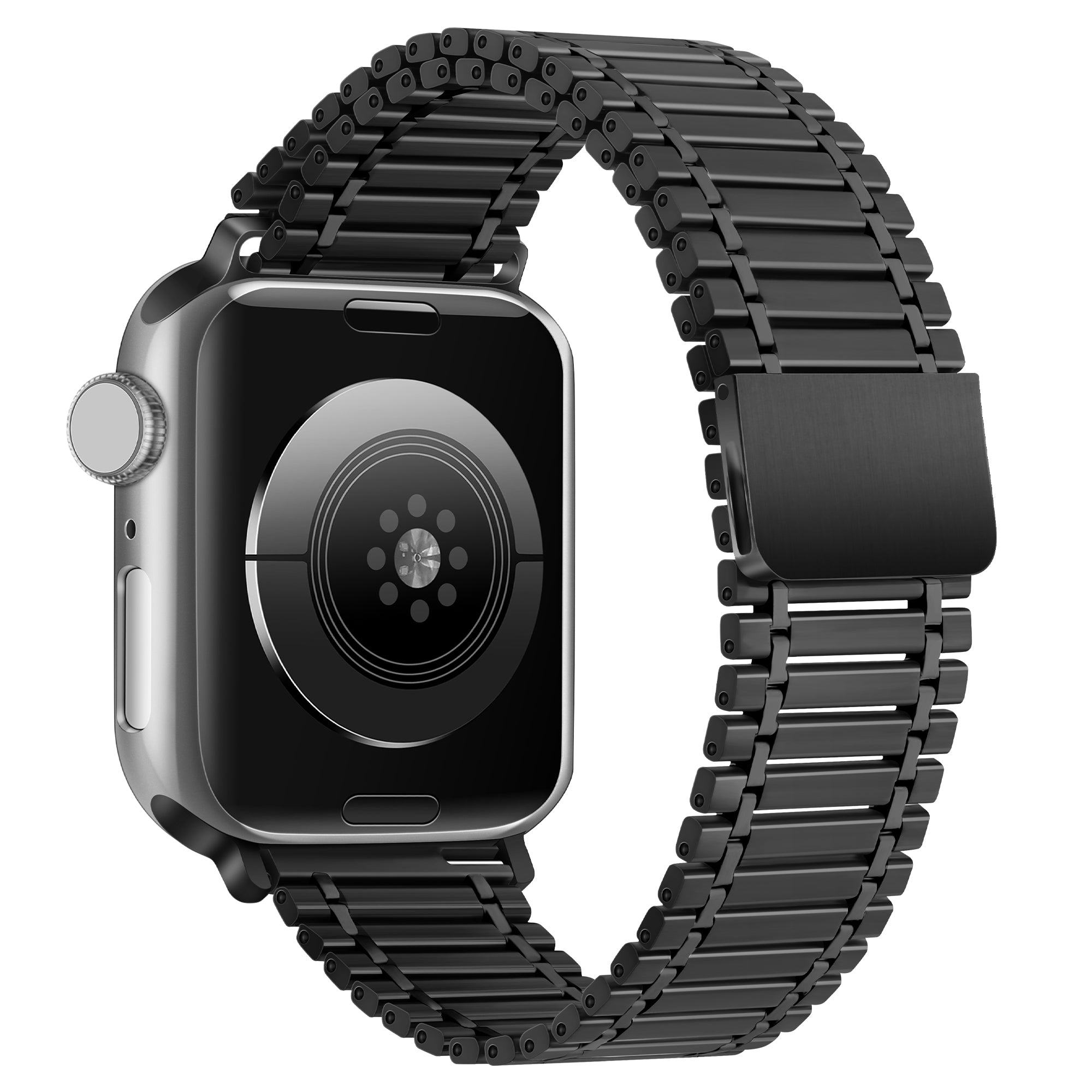 For Apple Watch Ultra 49mm / Series 8 / 7 45mm / Series 6 / 5 / 4 / SE (2022) / SE 44mm / Series 3 / 2 / 1 42mm Stainless Steel Magnetic Watch Strap - Black - UNIQBUY