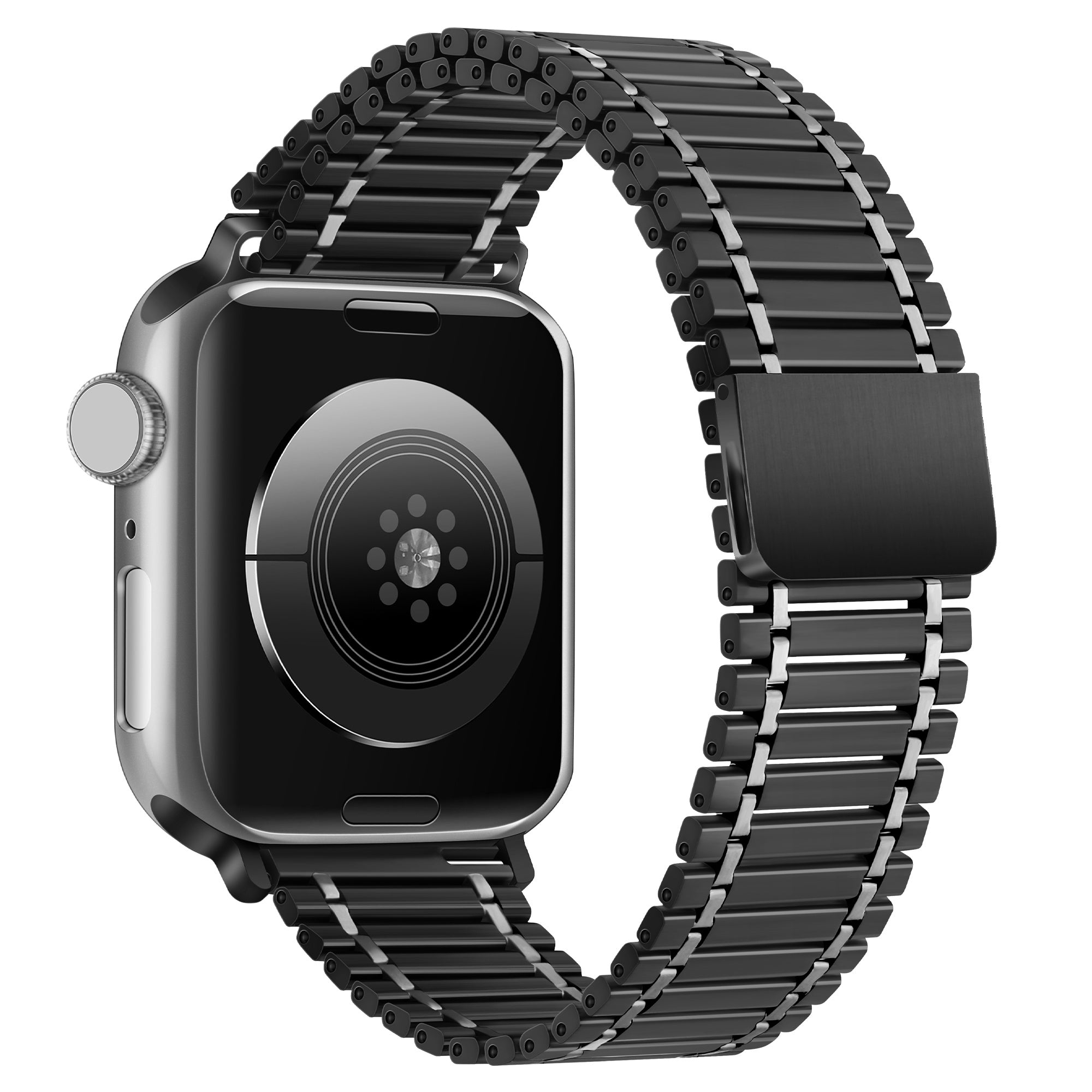 Magnetic Strap for Apple Watch Series 8 / 7 41mm / 6 / 5 / 4 / SE / SE (2022) 40mm / 3 / 2 / 1 38mm Stainless Steel Watchband - Black+Silver - UNIQBUY