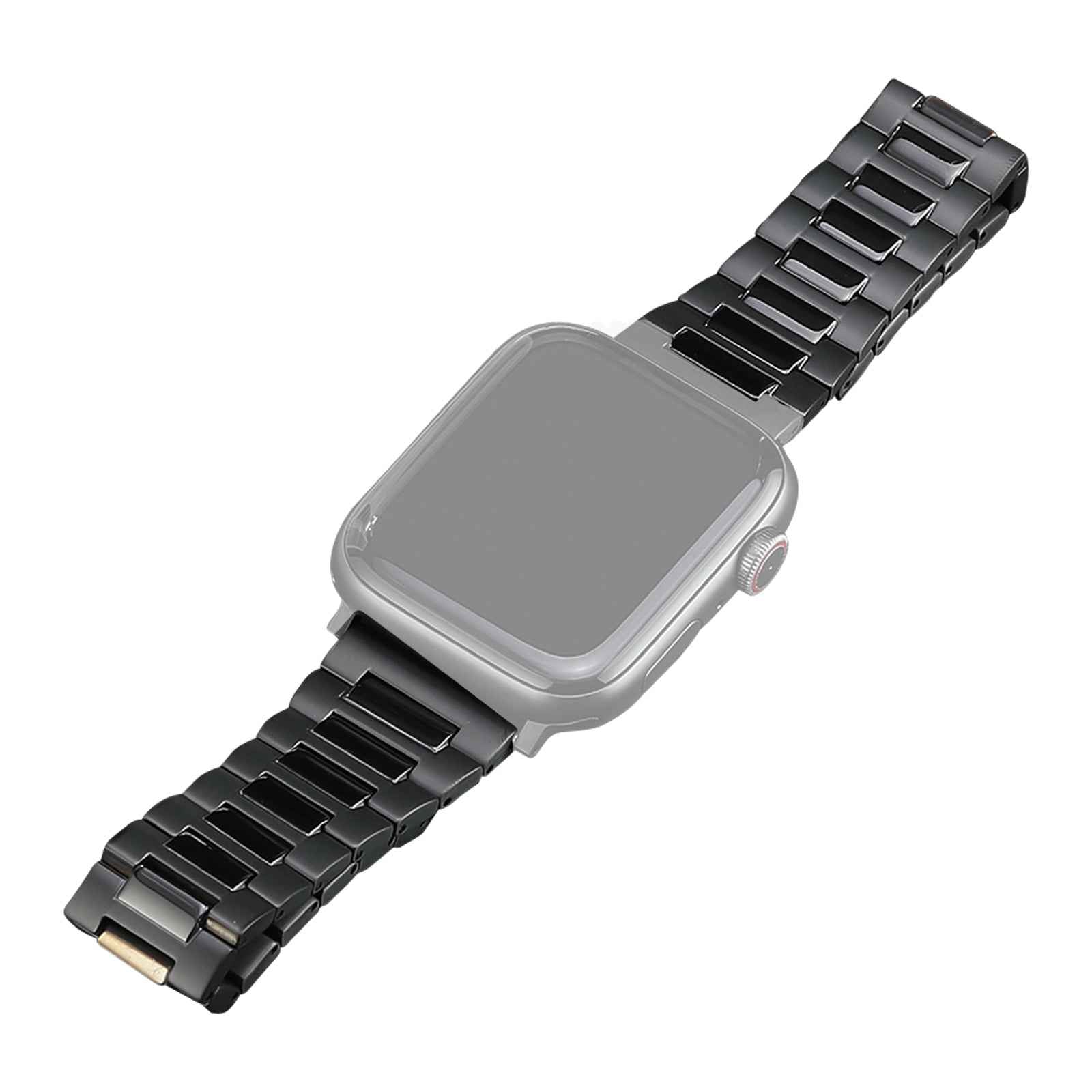 Titanium Steel Watch Band for Apple Watch Series 1 2 3 38mm / Series 4 5 6 SE (2022) SE 40mm / Series 7 8 41mm , 3-Bead Metal Strap with Butterfly Clasp - Black