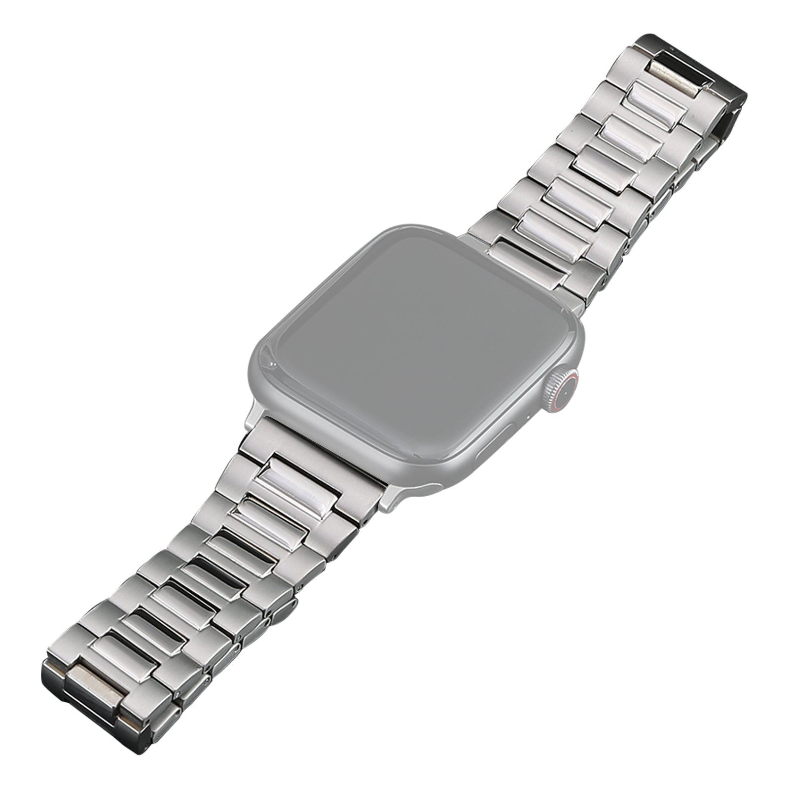 Metal Band for Apple Watch Ultra 49mm / Series 8 7 45mm / Series 6 5 4 SE (2022) SE 45mm / Series 3 2 1 42mm , 3-Bead Titanium Steel Watch Strap with Butterfly Clasp - Silver - UNIQBUY