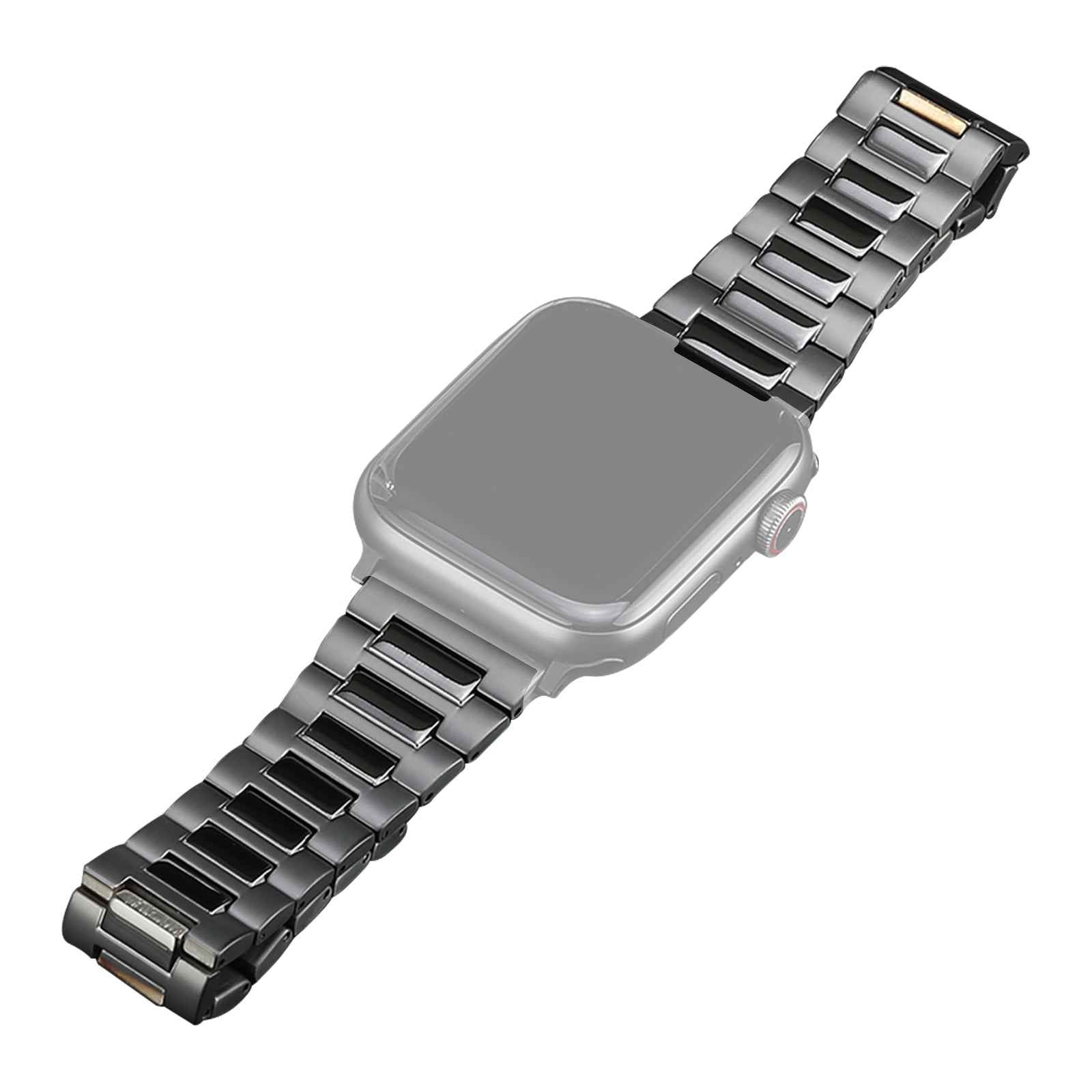Metal Band for Apple Watch Ultra 49mm / Series 8 7 45mm / Series 6 5 4 SE (2022) SE 44mm / Series 3 2 1 42mm , 3-Bead Titanium Steel Watch Strap with Butterfly Clasp - Grey