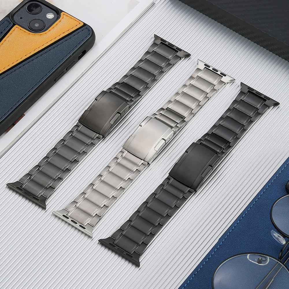 For Apple Watch Series 8 / 7 41mm / 6 / 5 / 4 / SE / SE (2022) 40mm / 3 / 2 / 1 38mm Watch Band Titanium Steel Watch Strap - Grey