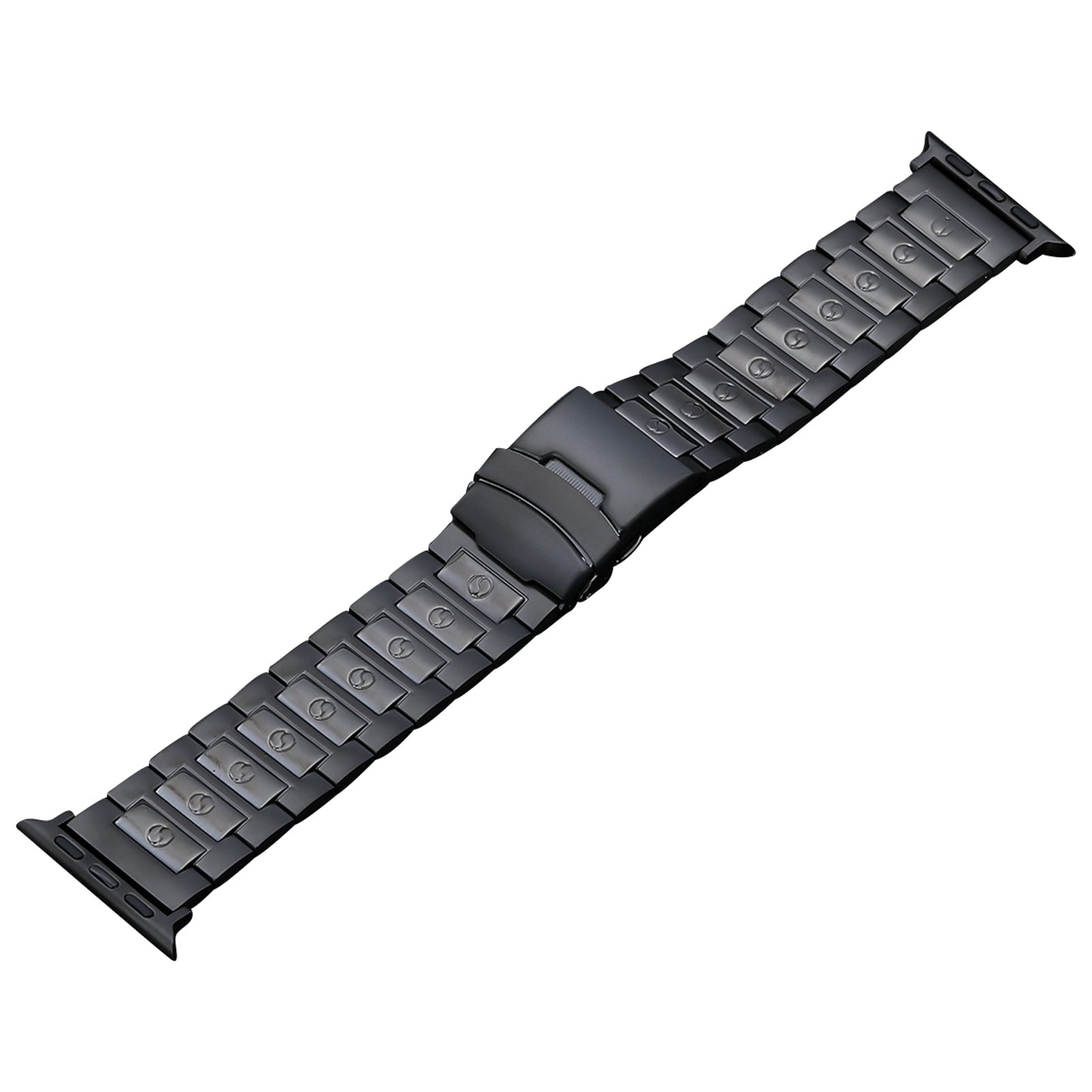For Apple Watch Ultra 49mm / Series 8 / 7 45mm / 6 / 5 / 4 / SE / SE (2022) 44mm / 3 / 2 / 1 42mm Titanium Steel Watch Band 3 Beads Watch Strap - Black - UNIQBUY