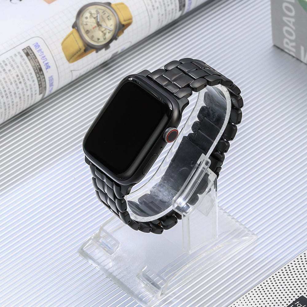 For Apple Watch Ultra 49mm / Series 8 / 7 45mm / 6 / 5 / 4 / SE / SE (2022) 44mm / 3 / 2 / 1 42mm Titanium Steel Watch Band 5 Beads Replace Strap - Black - UNIQBUY