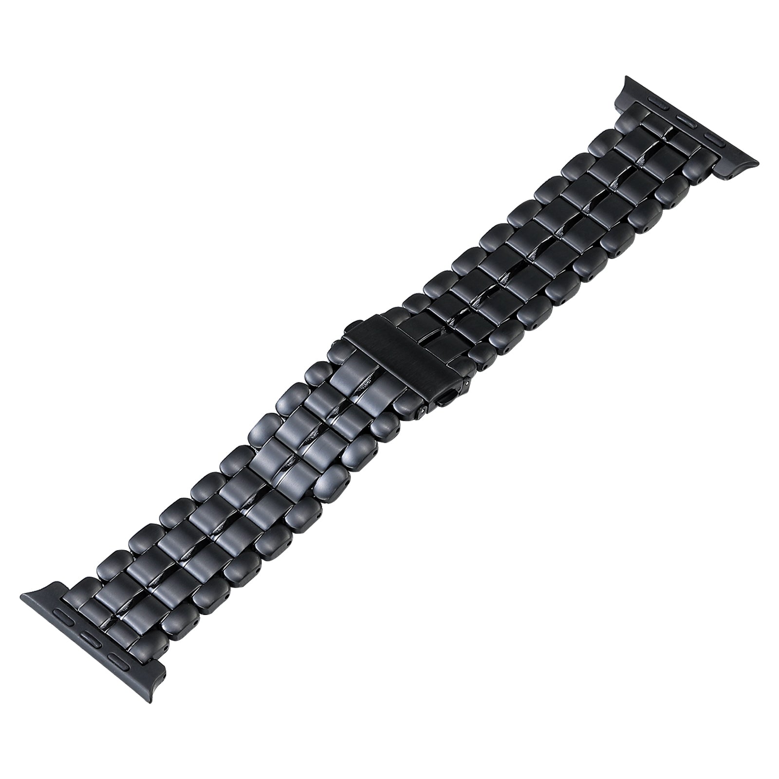 For Apple Watch Series 8 / 7 41mm / 6 / 5 / 4 / SE / SE (2022) 40mm / 3 / 2 / 1 38mm Replacement Watch Band 5 Beads Titanium Steel Strap - Black - UNIQBUY
