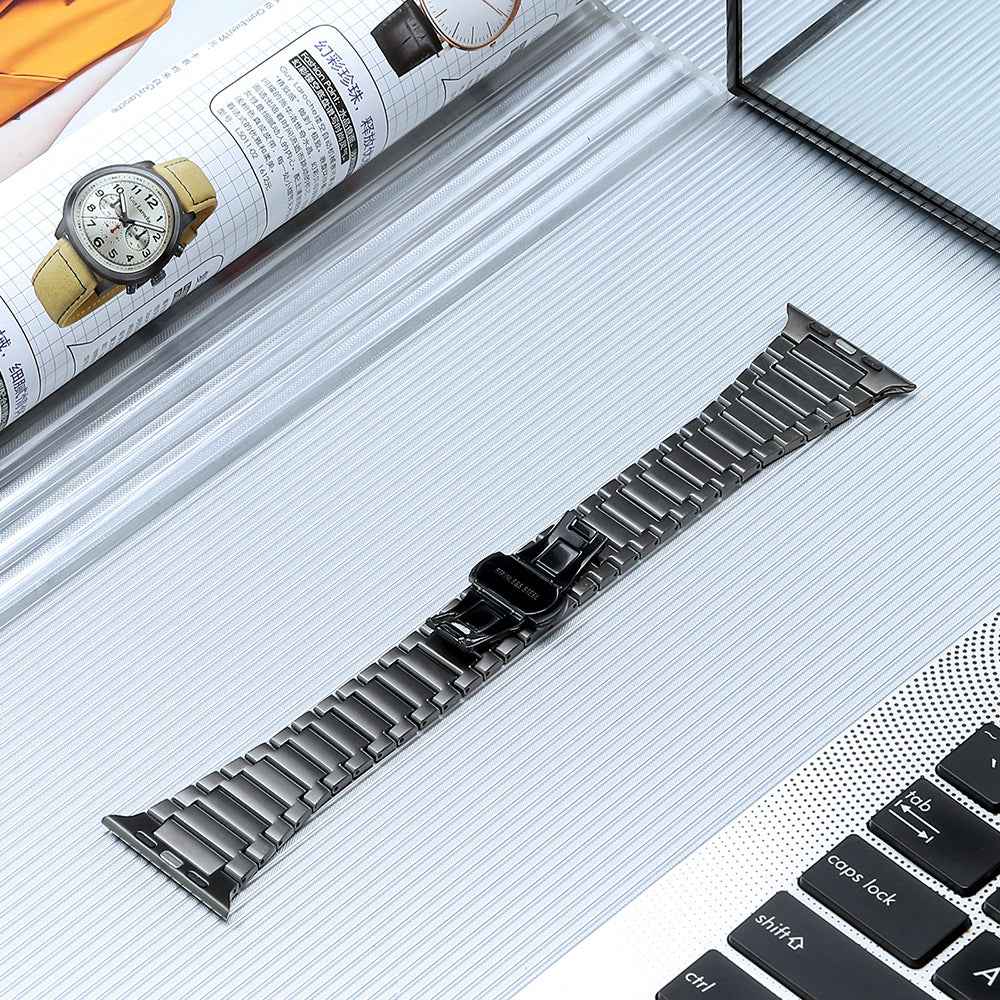 For Apple Watch Ultra 49mm / Series 8 / 7 45mm / 6 / 5 / 4 / SE / SE (2022) 44mm / 3 / 2 / 1 42mm Titanium Steel Watch Band Replace Wrist Strap - Grey