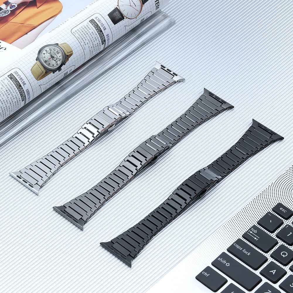 For Apple Watch Series 8 / 7 41mm / 6 5 4 SE (2022) SE 40mm / 3 2 1 38mm Replacement Watch Band Titanium Steel Strap - Silver