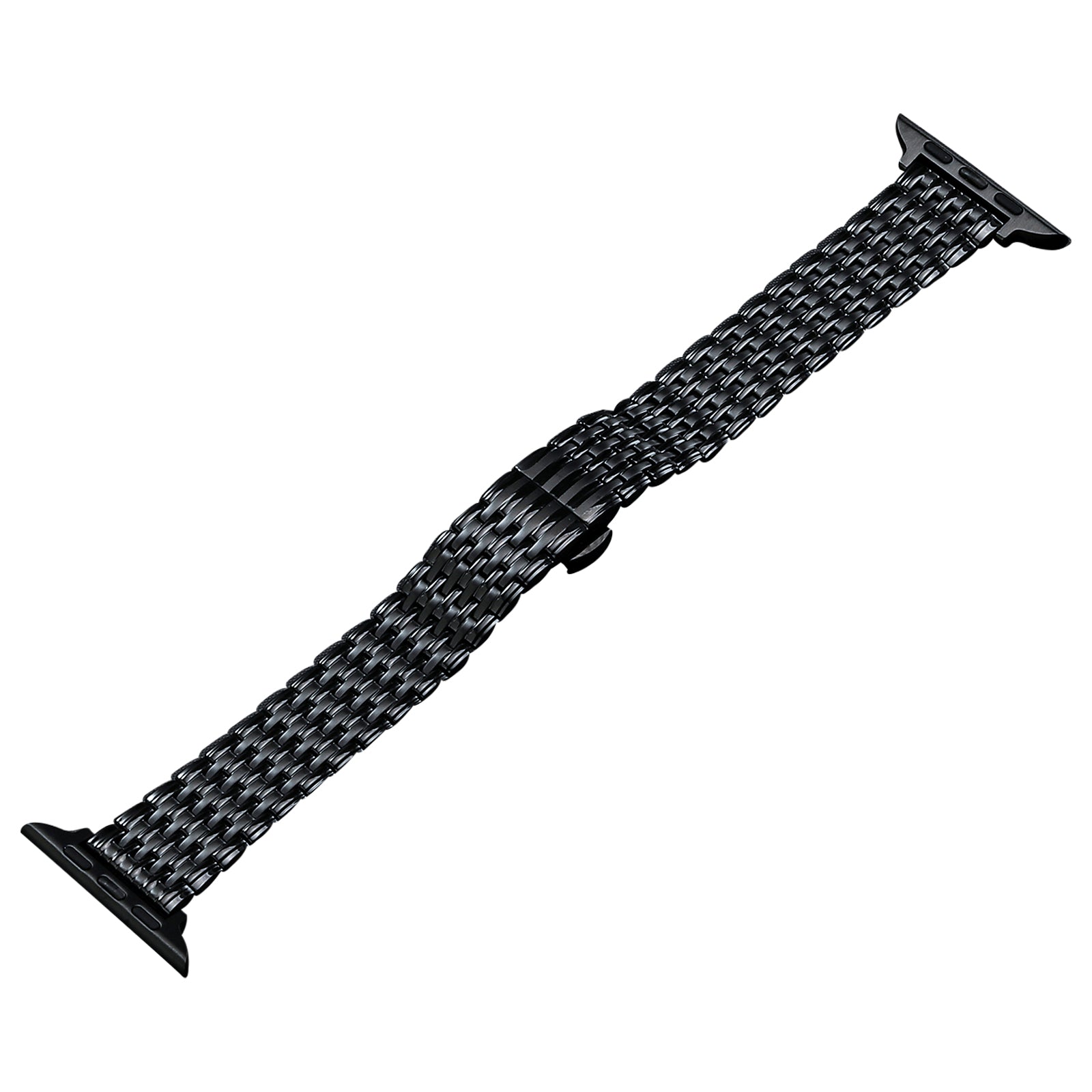 For Apple Watch Ultra 49mm / Series 8 7 45mm / 6 5 4 SE (2022) SE 44mm / 3 2 1 42mm Stylish Wrist Strap Stainless Steel Watch Band - Black - UNIQBUY