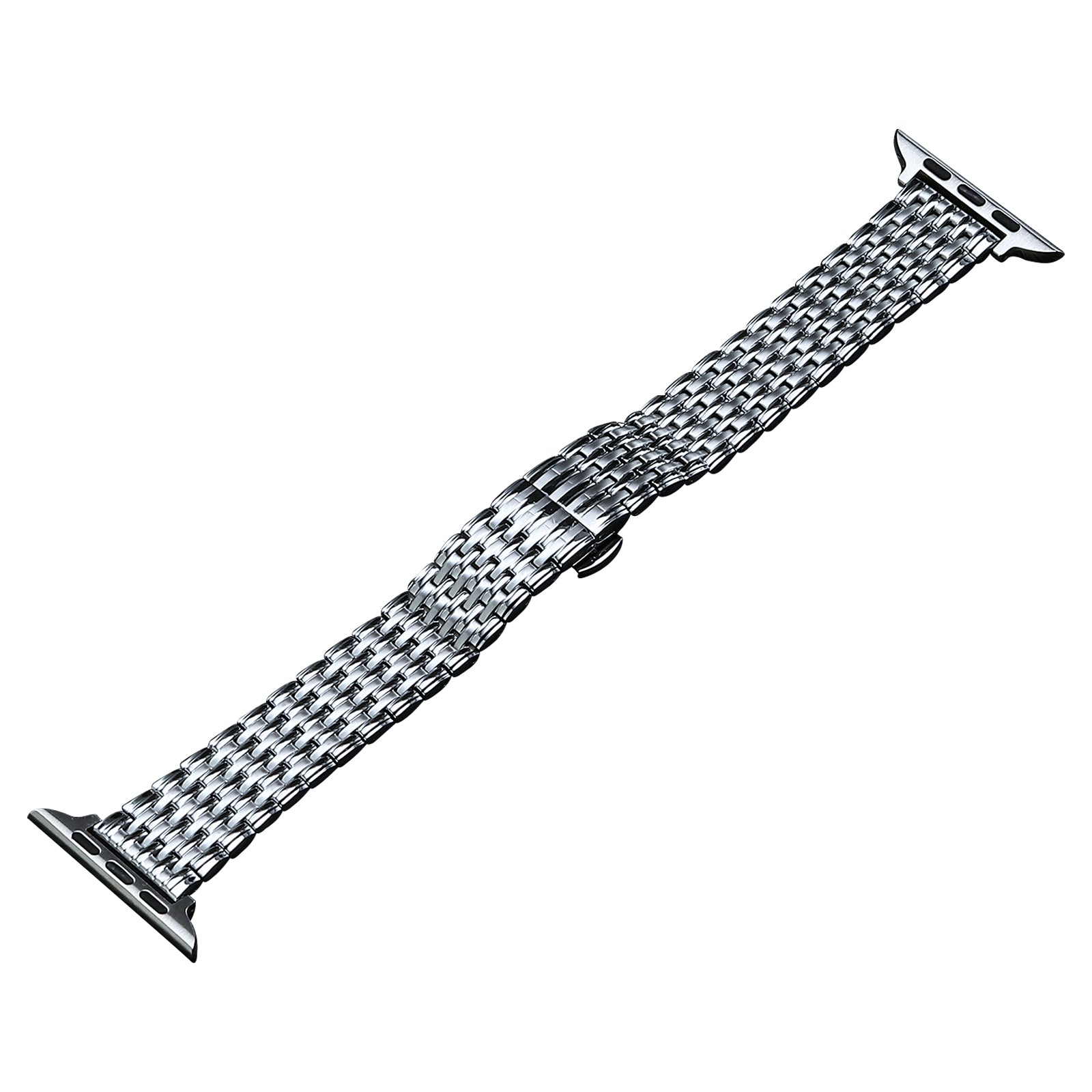 For Apple Watch Ultra 49mm / Series 8 7 45mm / 6 5 4 SE (2022) SE 44mm / 3 2 1 42mm Stylish Wrist Strap Stainless Steel Watch Band - Silver - UNIQBUY