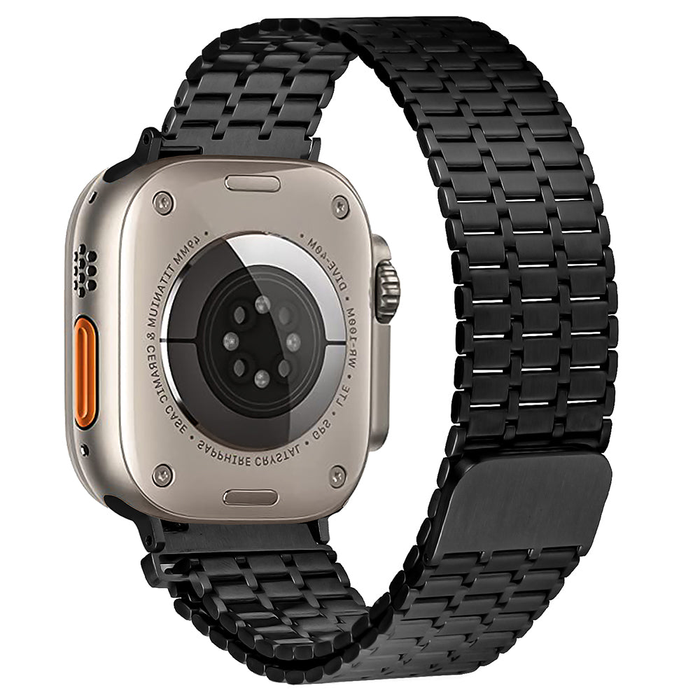 For Apple Watch Ultra 49mm / Series 8 7 45mm / 6 5 4 SE SE (2022) 44mm / 3 2 1 42mm Magnetic Watch Strap Stainless Steel Wristband - Black - UNIQBUY