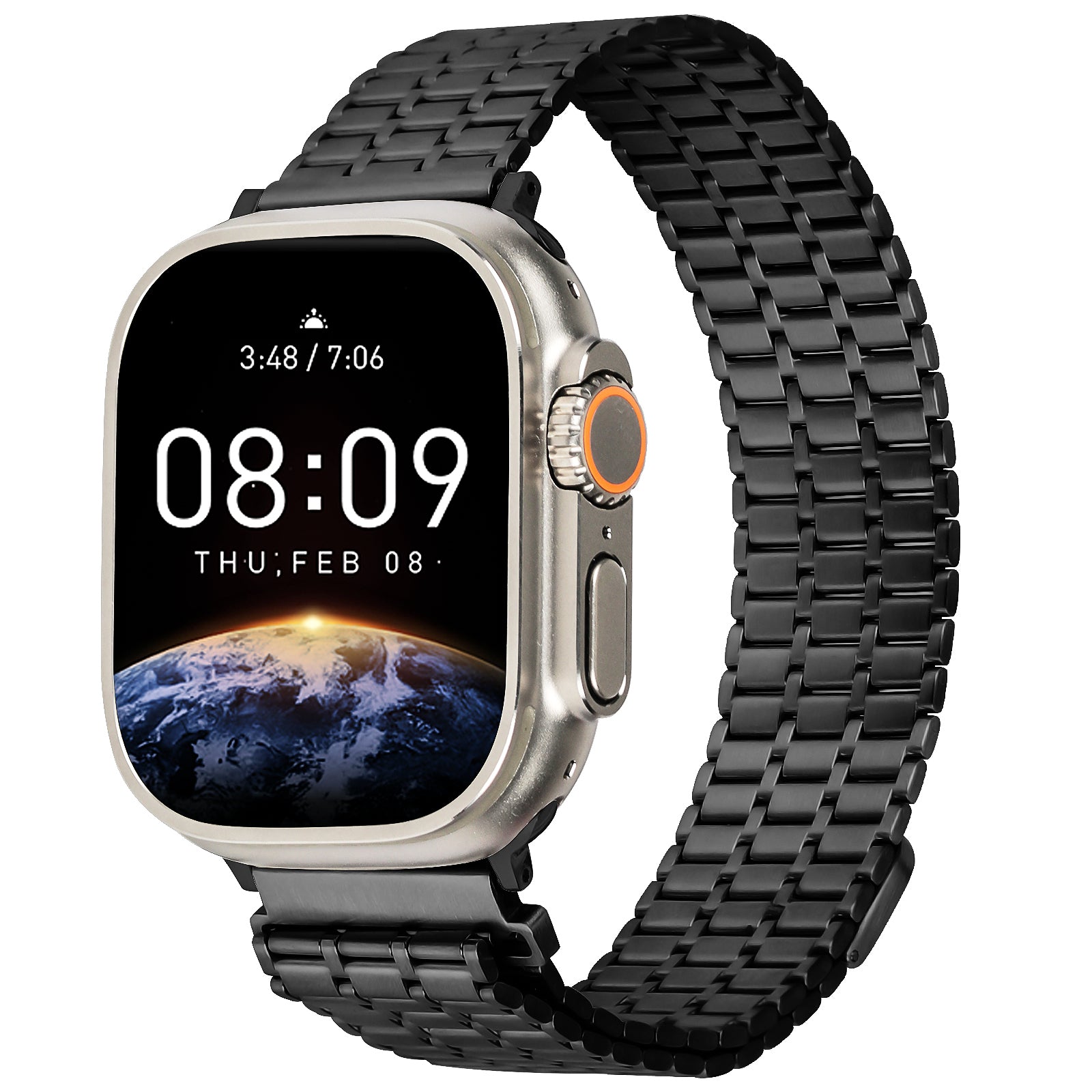 For Apple Watch Ultra 49mm / Series 8 7 45mm / 6 5 4 SE SE (2022) 44mm / 3 2 1 42mm Magnetic Watch Strap Stainless Steel Wristband - Black - UNIQBUY