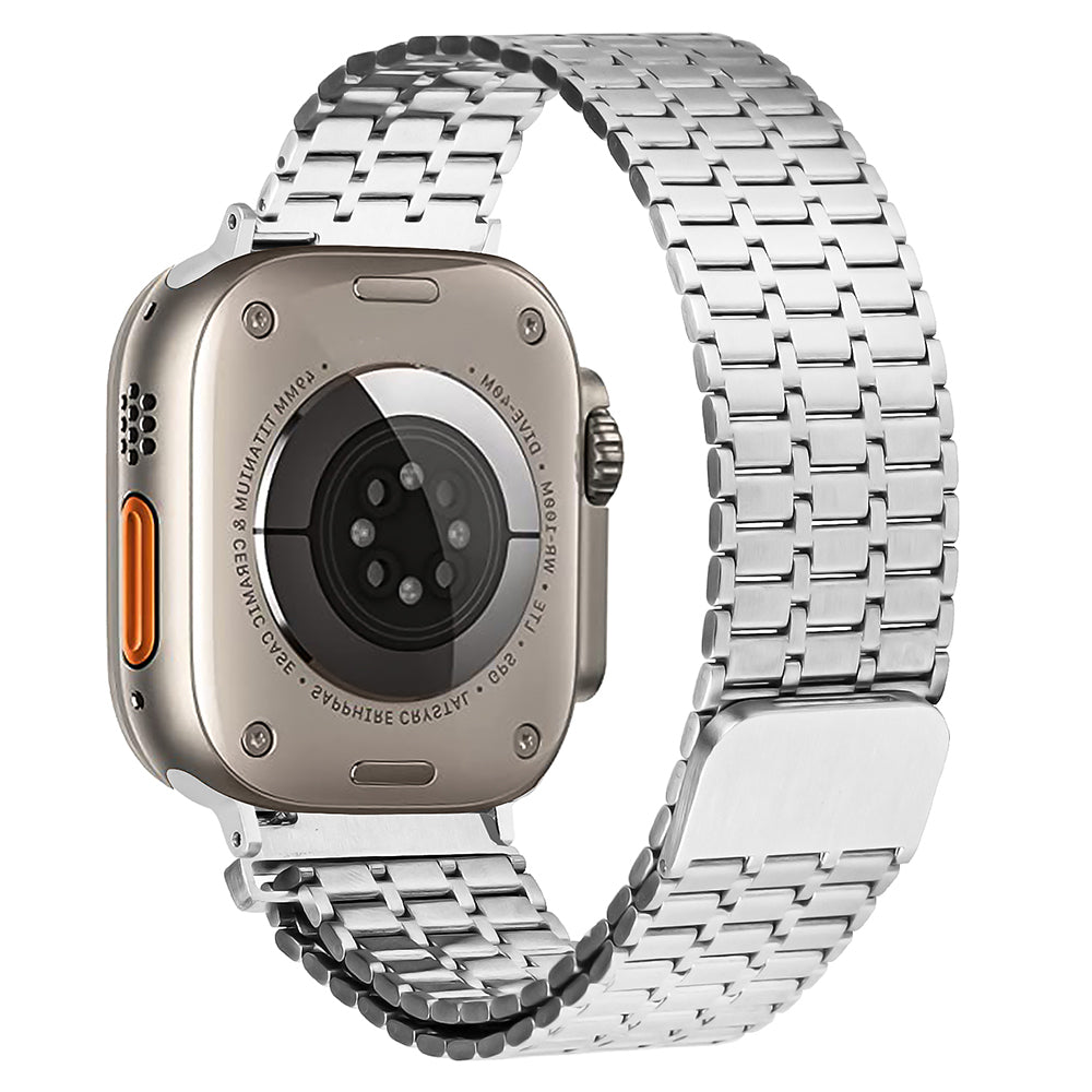 For Apple Watch Ultra 49mm / Series 8 7 45mm / 6 5 4 SE SE (2022) 44mm / 3 2 1 42mm Watch Band Stainless Steel Magnetic Strap - Silver - UNIQBUY