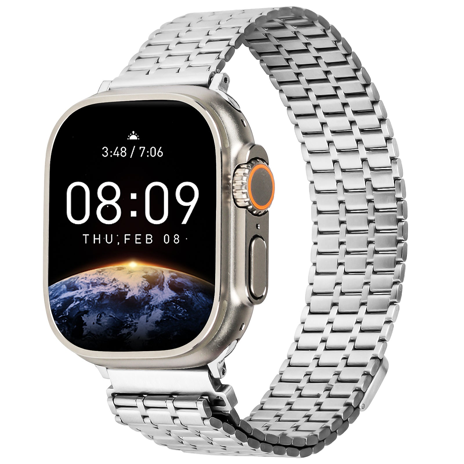 For Apple Watch Ultra 49mm / Series 8 7 45mm / 6 5 4 SE SE (2022) 44mm / 3 2 1 42mm Watch Band Stainless Steel Magnetic Strap - Silver - UNIQBUY