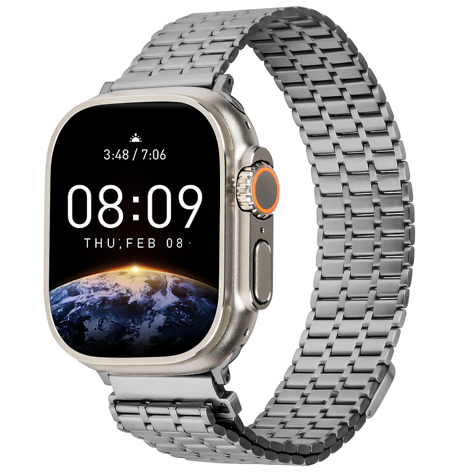 For Apple Watch Ultra 49mm / Series 8 7 45mm / 6 5 4 SE SE (2022) 44mm / 3 2 1 42mm Magnetic Watch Strap 316L Stainless Steel Wristband - Titanium Color - UNIQBUY