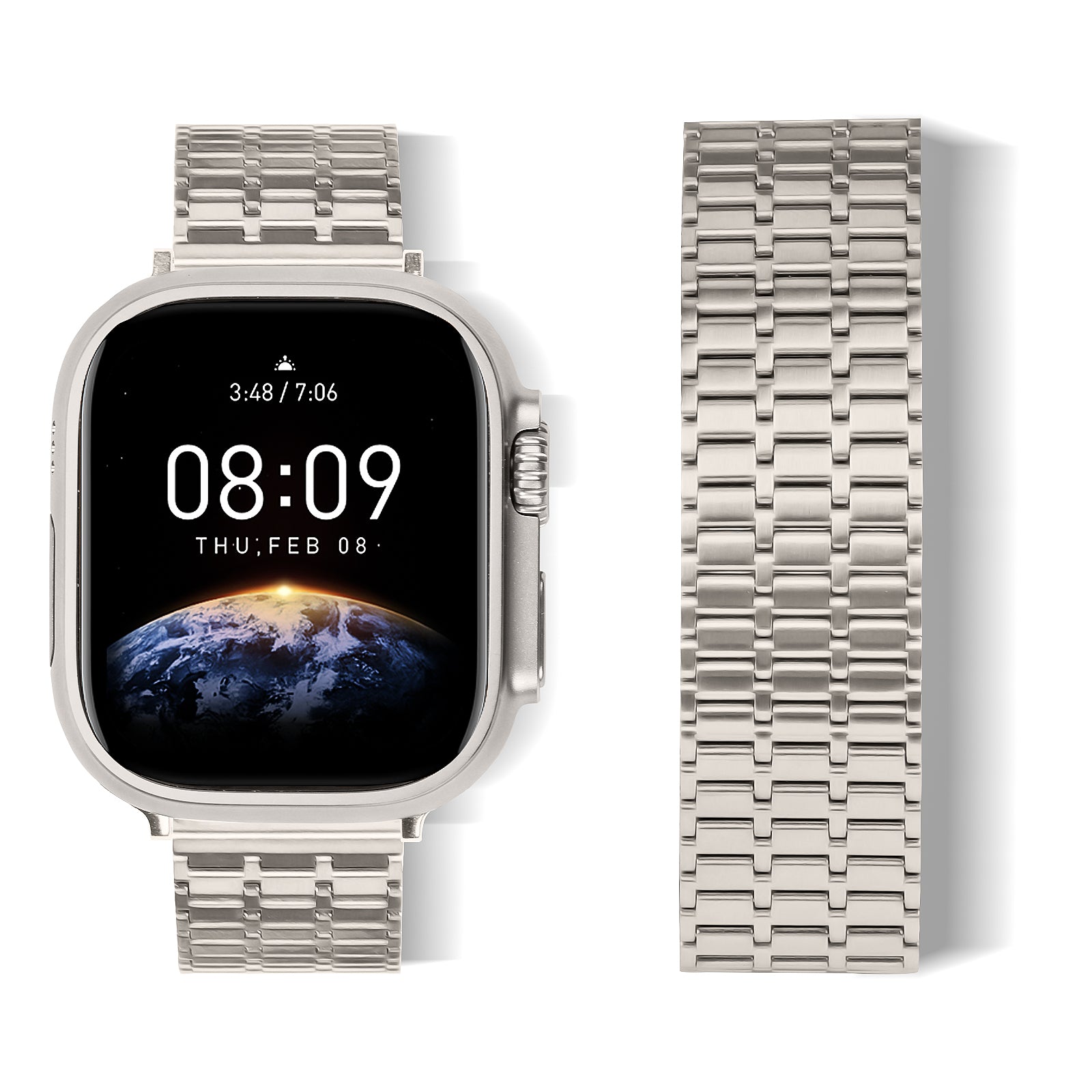 For Apple Watch Ultra 49mm / Series 8 7 45mm / 6 5 4 SE SE (2022) 44mm / 3 2 1 42mm Magnetic Watch Strap 316L Stainless Steel Wristband - Starlight Color - UNIQBUY