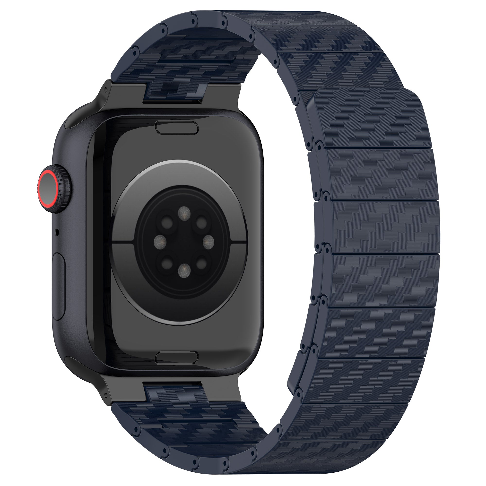 Watch Band for Apple Watch Series 8 7 41mm / Series 6 5 4 SE (2022) SE 40mm / Series 3 2 1 38mm , AW Carbon Fiber Texture Hard PC Magnetic Strap - Midnight Blue - UNIQBUY