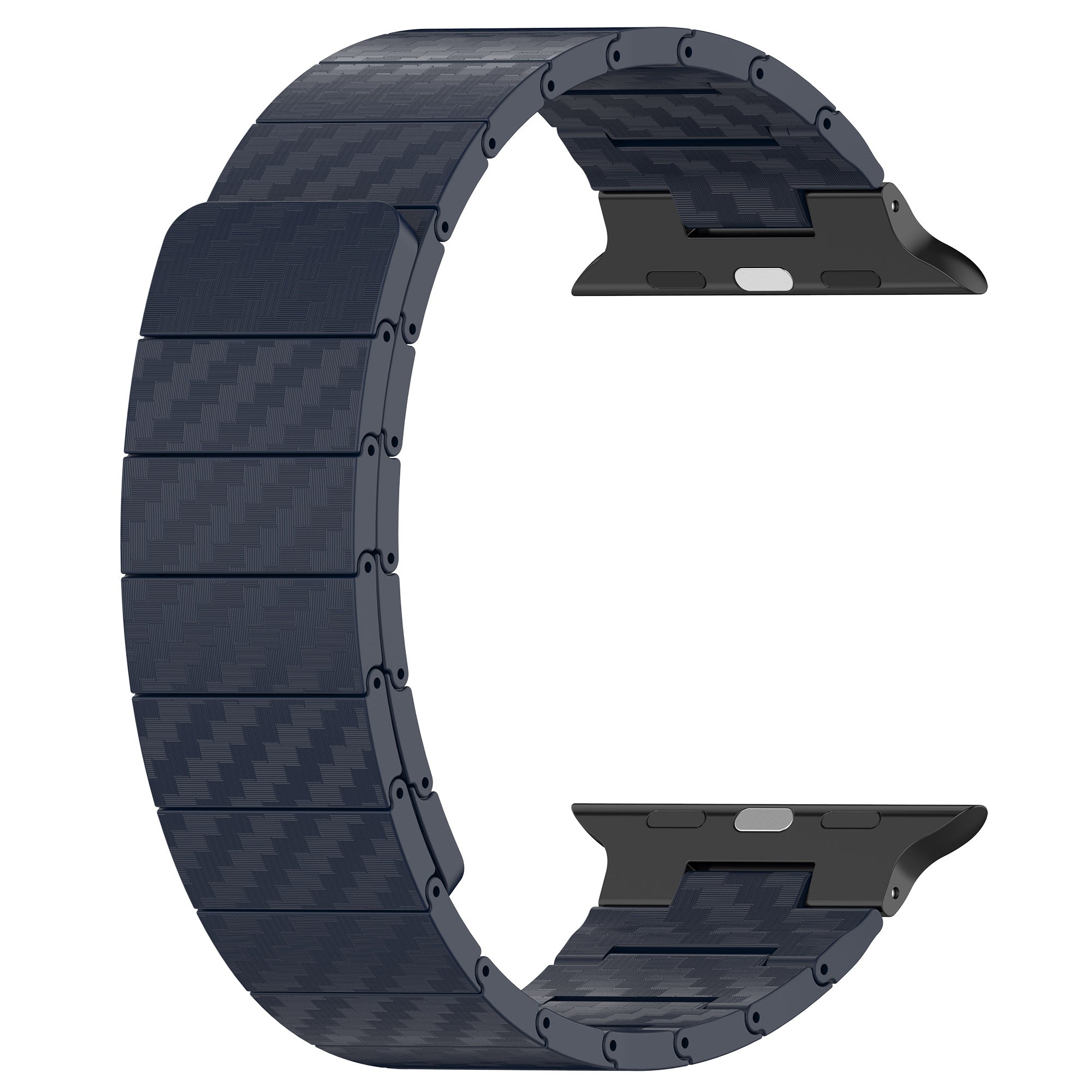 Watch Band for Apple Watch Series 8 7 41mm / Series 6 5 4 SE (2022) SE 40mm / Series 3 2 1 38mm , AW Carbon Fiber Texture Hard PC Magnetic Strap - Midnight Blue - UNIQBUY